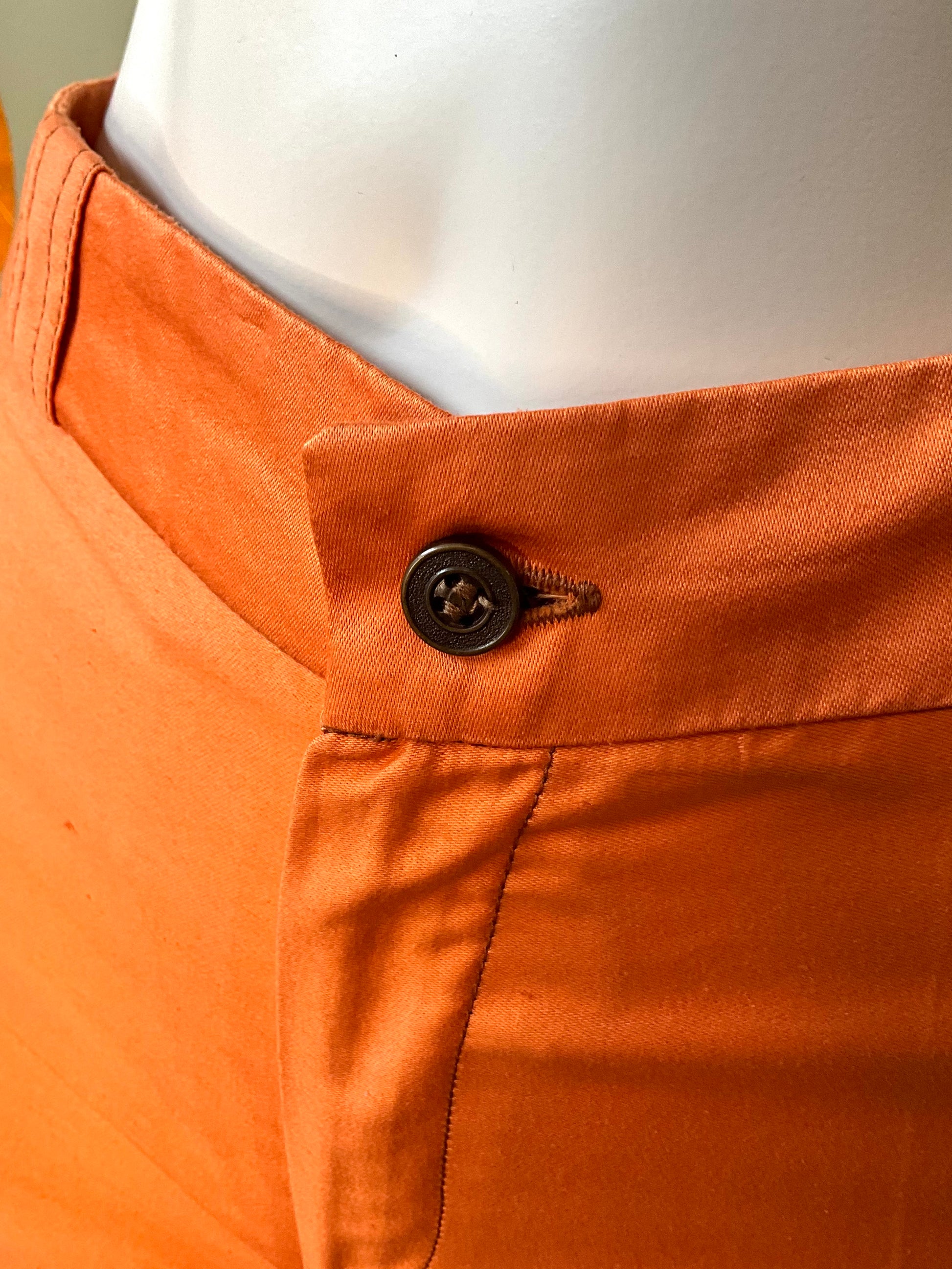 Vintage 1970s/80s Orange Polycotton Mid Rise Wide Leg Flared Pants, XS