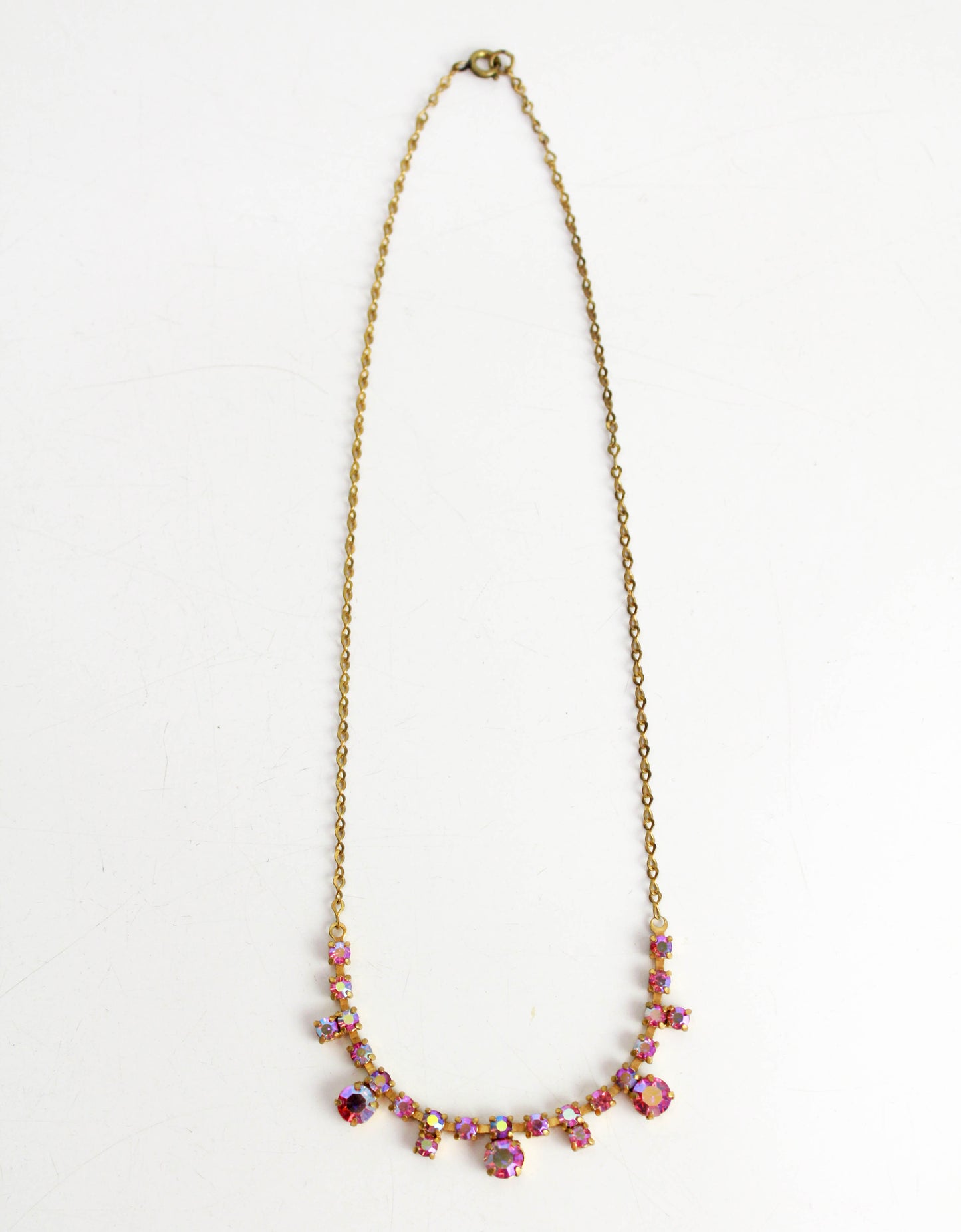 1950s Pink Rhinestone Necklace