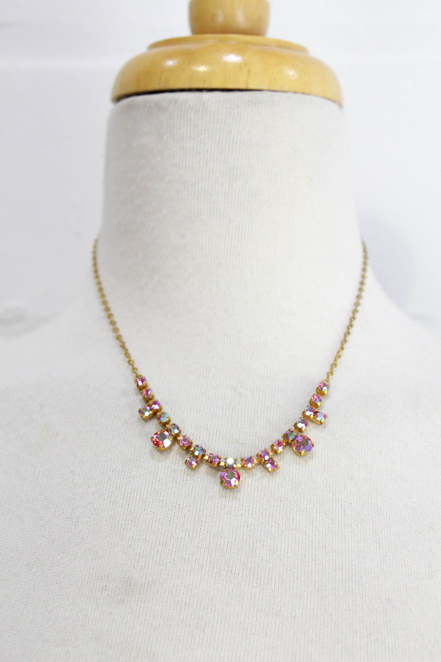 1950s Pink Rhinestone Necklace