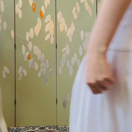 Vintage 1980s White Lace Trim Drop Waist Nancy Johnson Dress, Medium