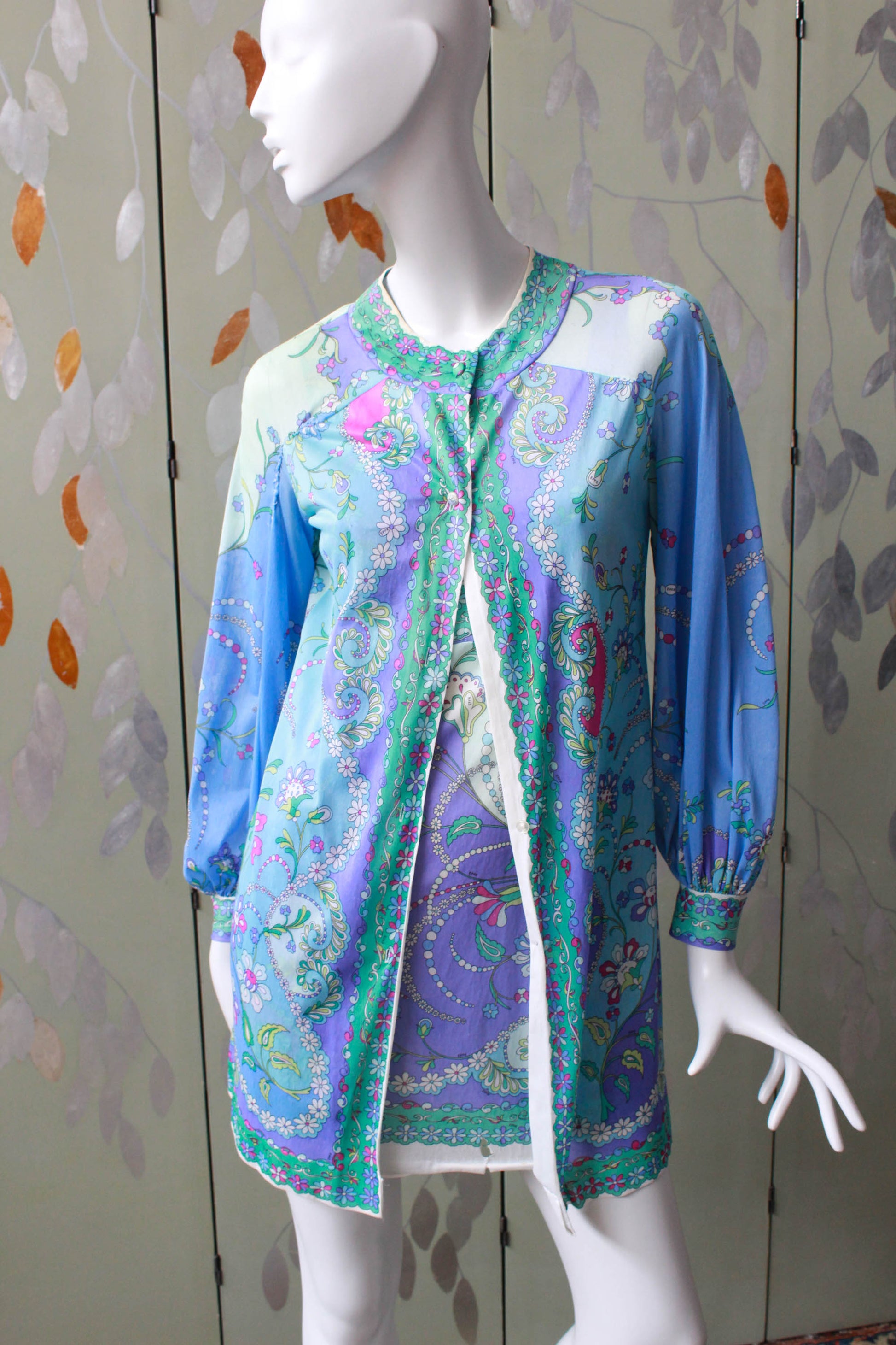 Ian Drummond Vintage Y2K Blue Jersey Pucci Mini Dress, Small/Medium