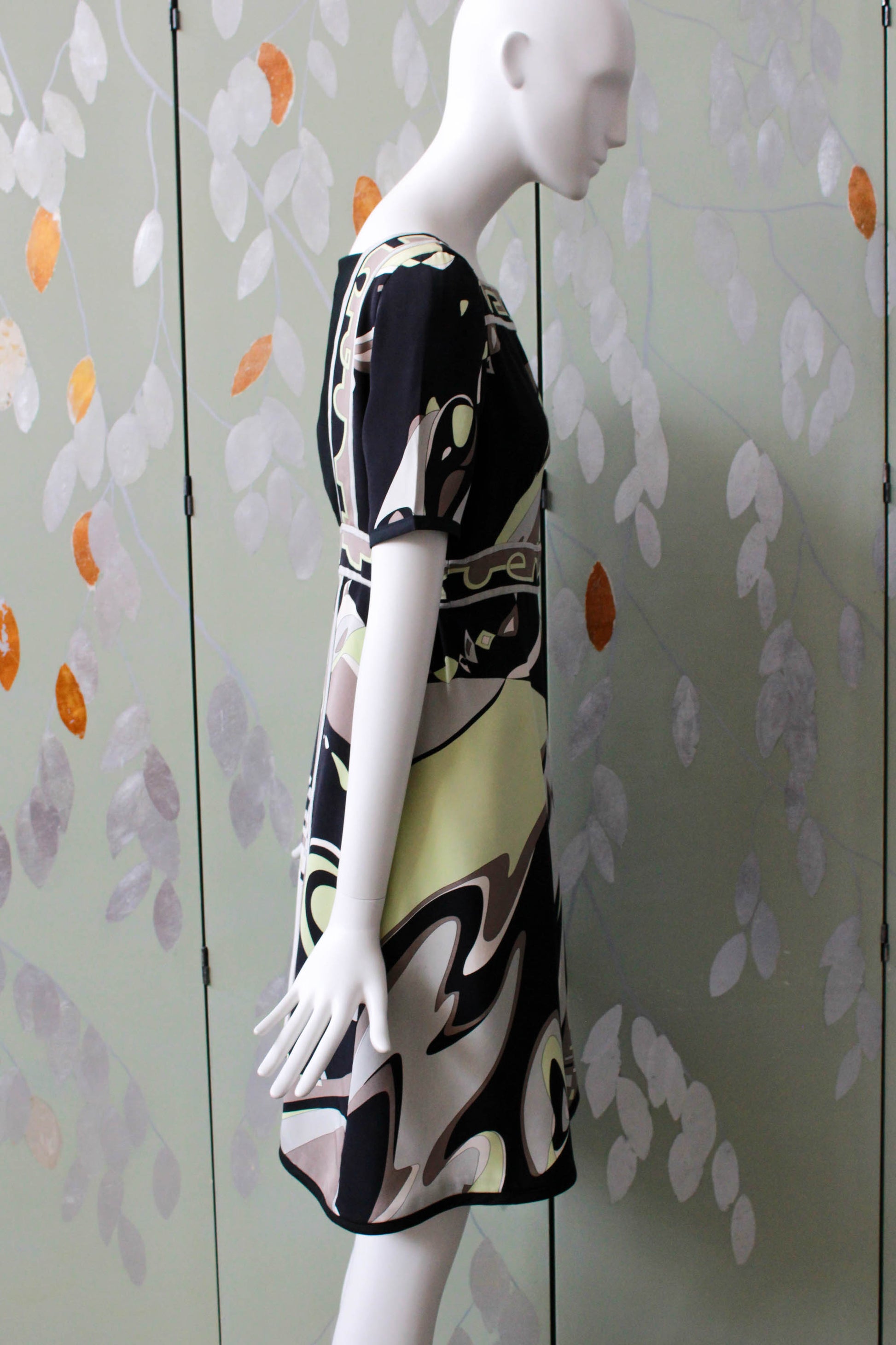 Vintage Pucci Green and Brown Print A Line Dress, S/M Ian Drummond Vintage Vintage Pucci Green and Brown Print A Line Dress, S/M Ian Drummond Vintage