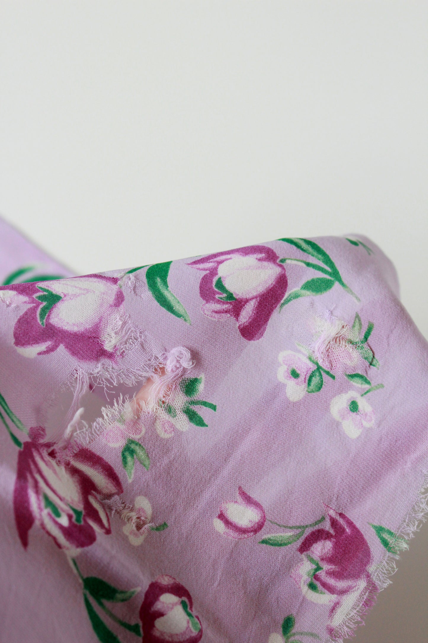 Vintage 1940s Purple Tulip Print Rayon, 2.1 Yards