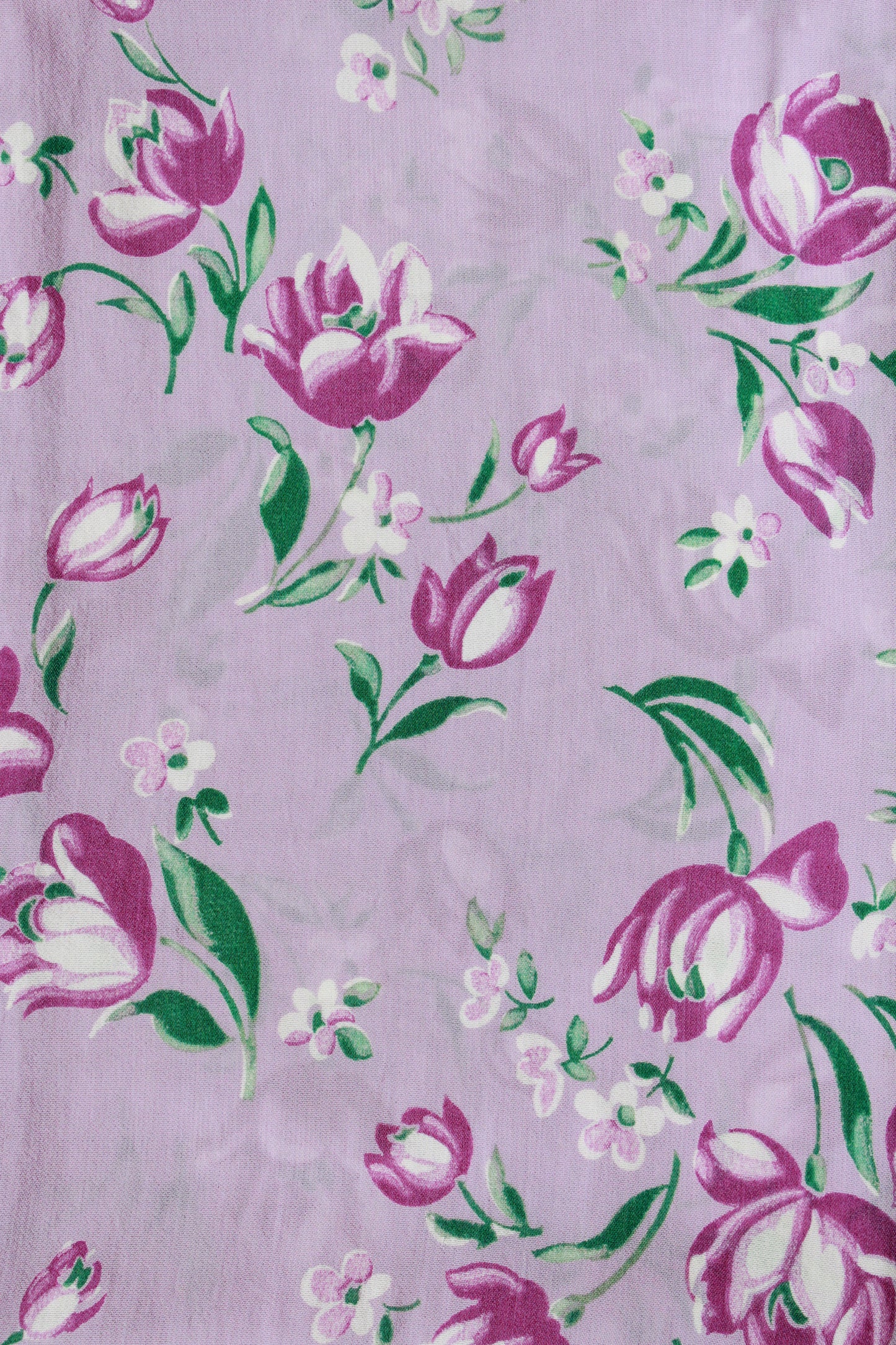 Vintage 1940s Purple Tulip Print Rayon, 2.1 Yards