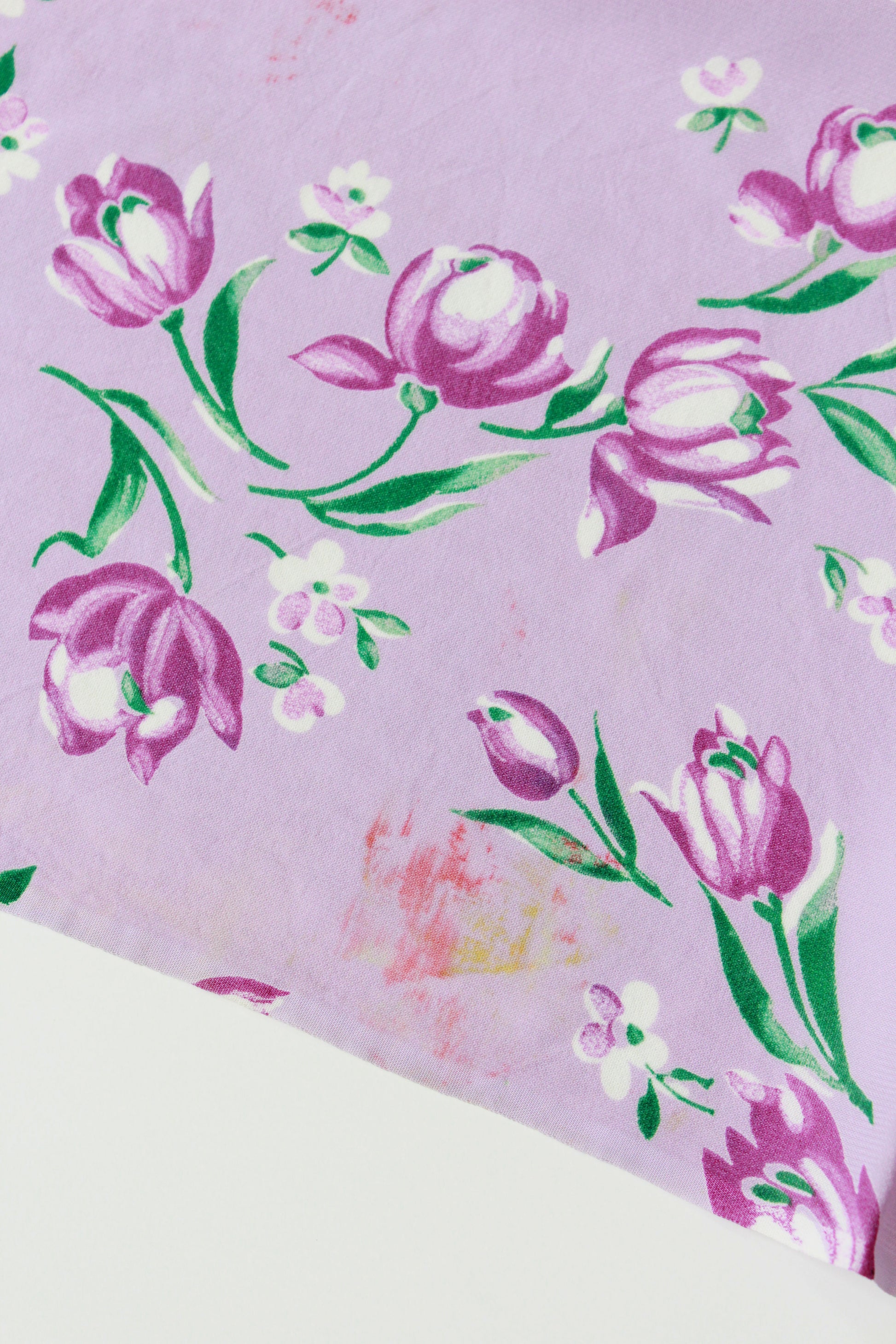 Vintage 1940s Purple Tulip Print Rayon, 2.1 Yards