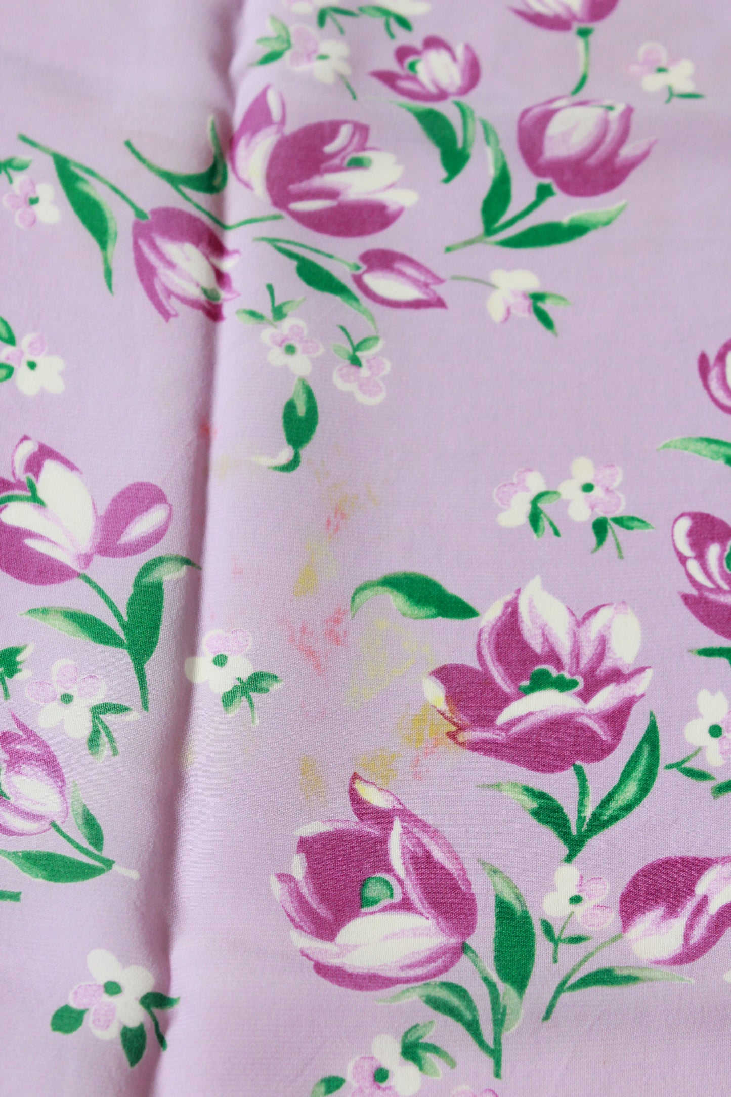 Vintage 1940s Purple Tulip Print Rayon, 2.1 Yards