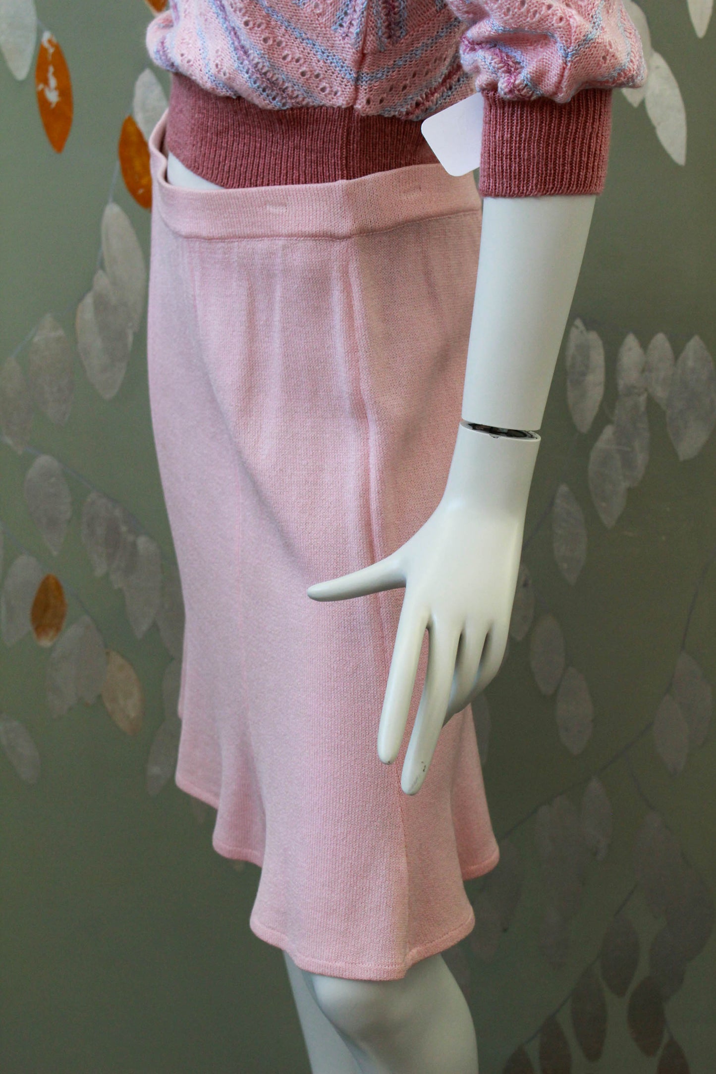 90s St. John's Knit Pink Jacket and Skirt Set, Small
