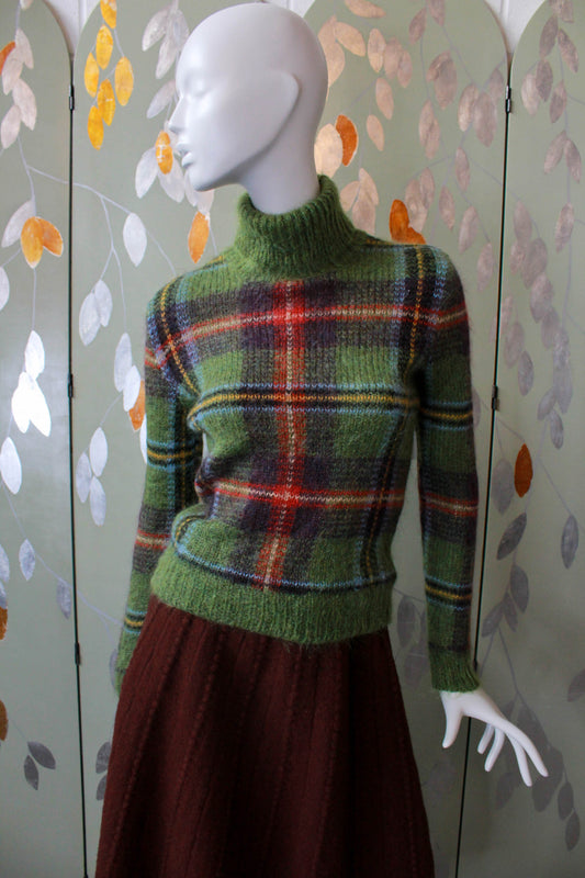 ralph lauren sport mohair knit turtleneck, red green yellow plaid fitted wool turtleneck 