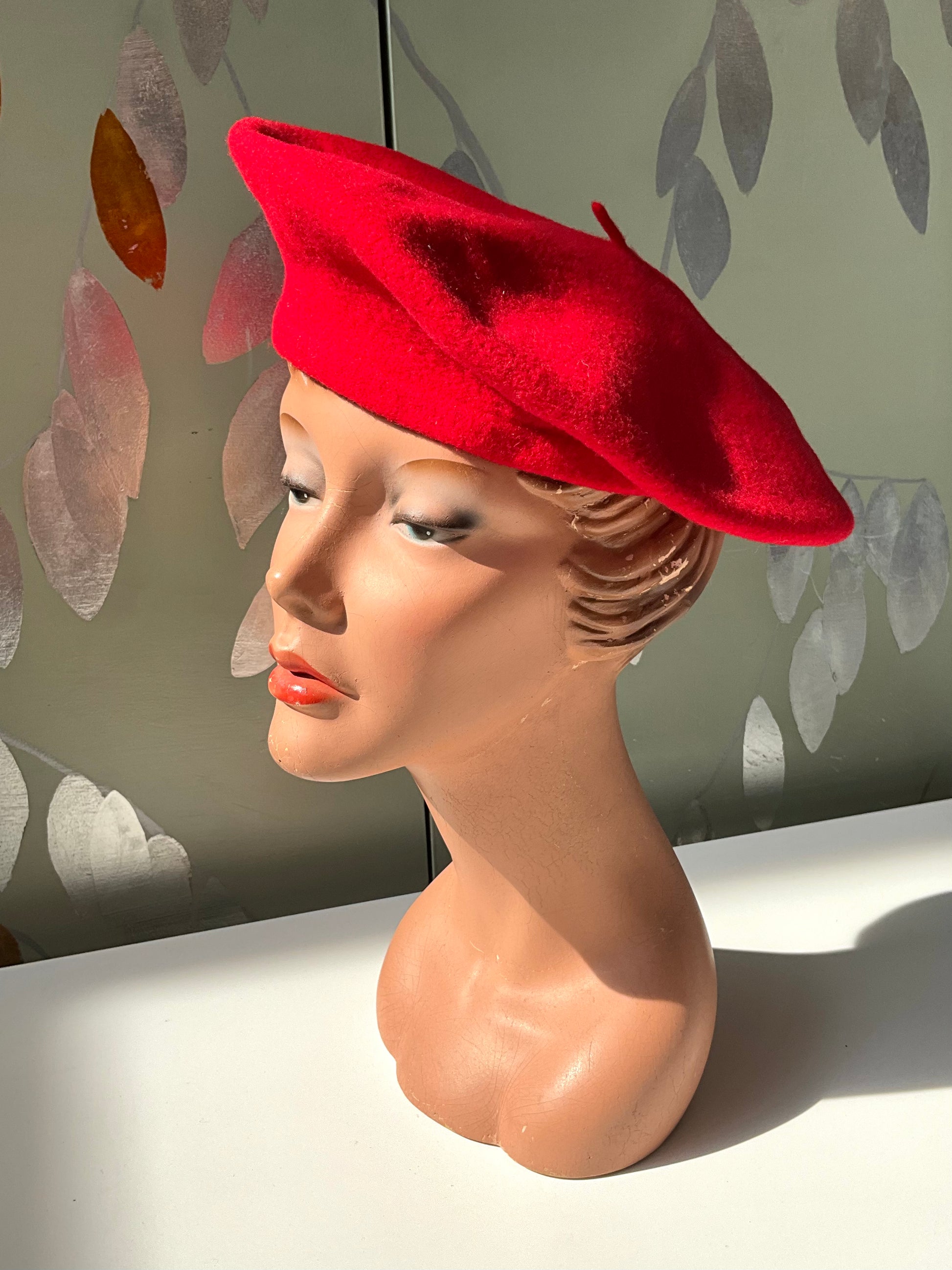 Vintage Red Wool Basque Beret