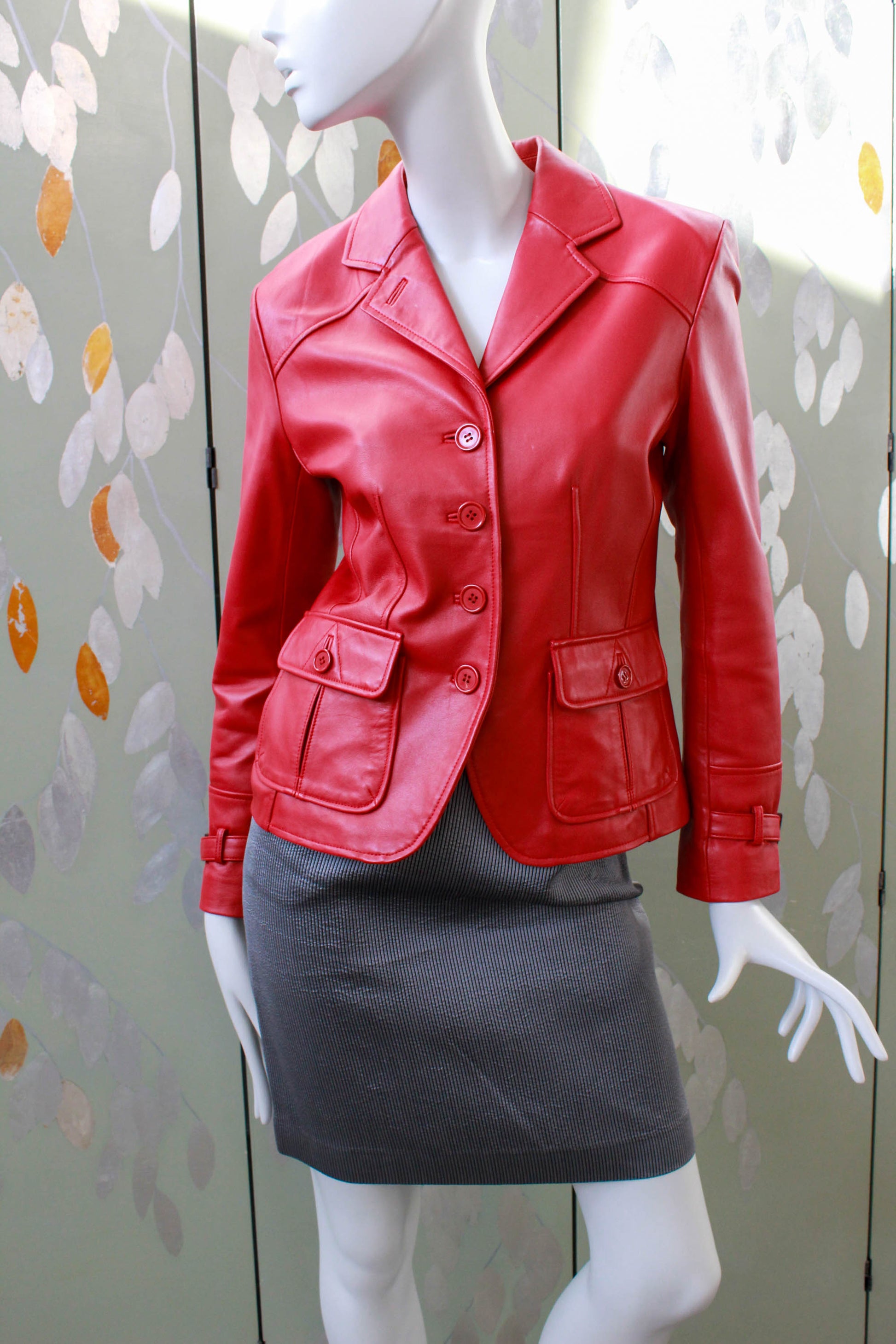 Vintage red leather jacket  Red leather jacket outfit, Red jacket outfit,  Fashion outfits