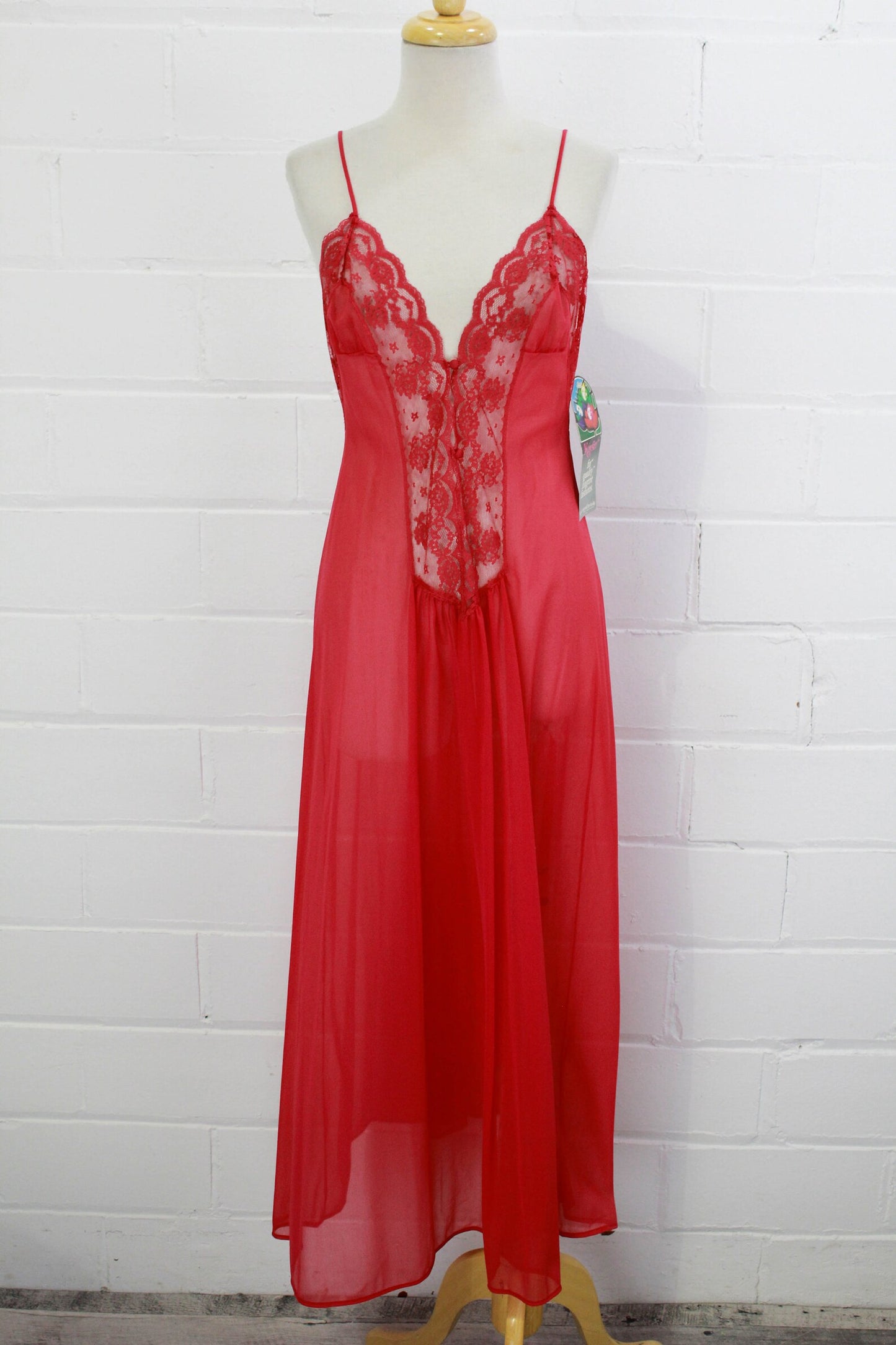 1970s Deadstock Magenta Slip Nightgown, Small