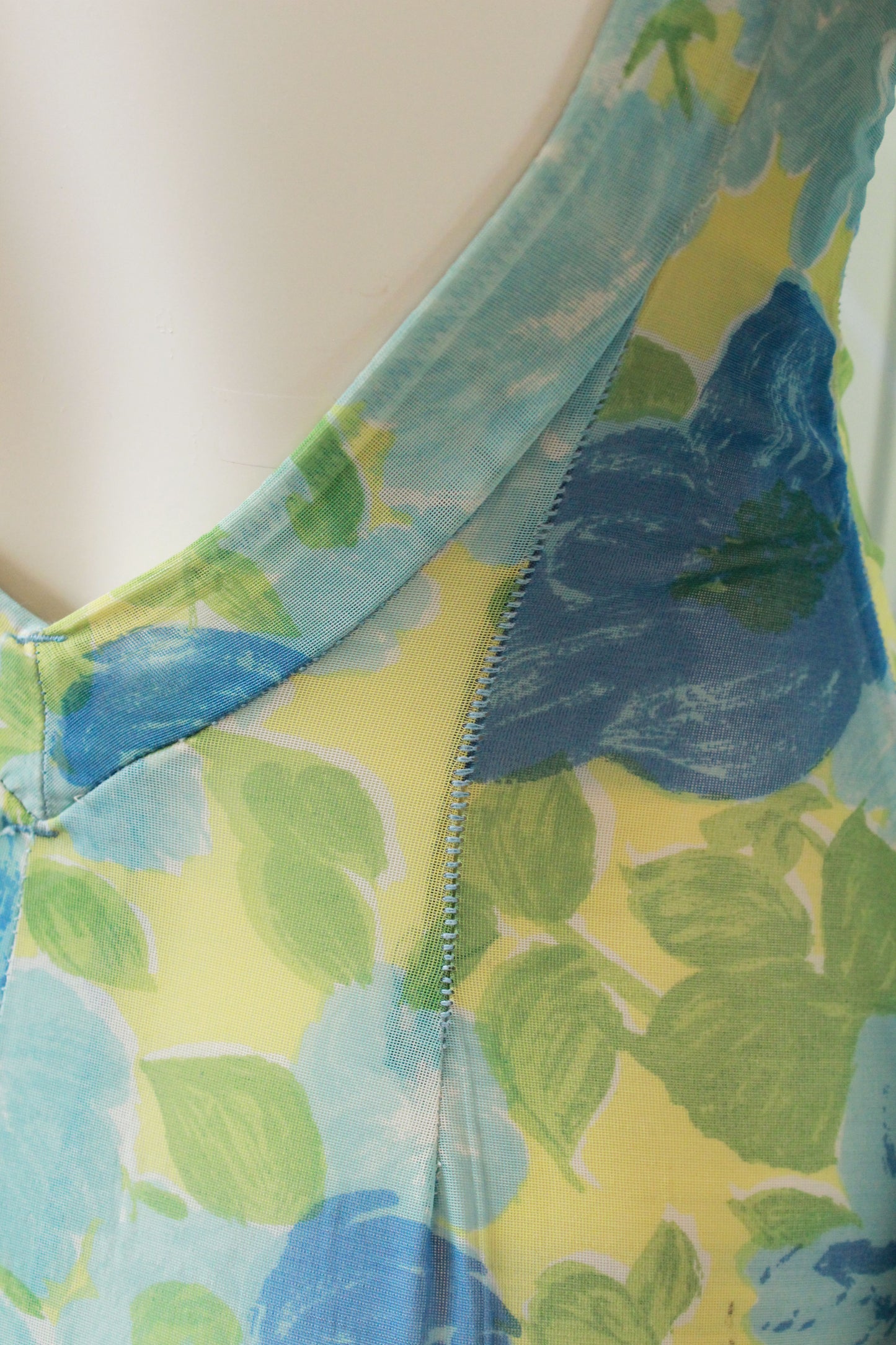 Vintage 1960s Sheer Blue and Green Swimsuit, ROSE MARIE REID Bathing Suit, Mid Century Fashion Swimsuit, Size Small