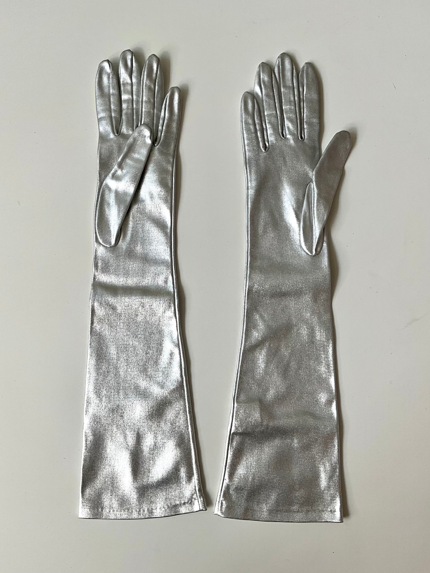 Vintage Silver Evening Gloves, Size 6 1/2  