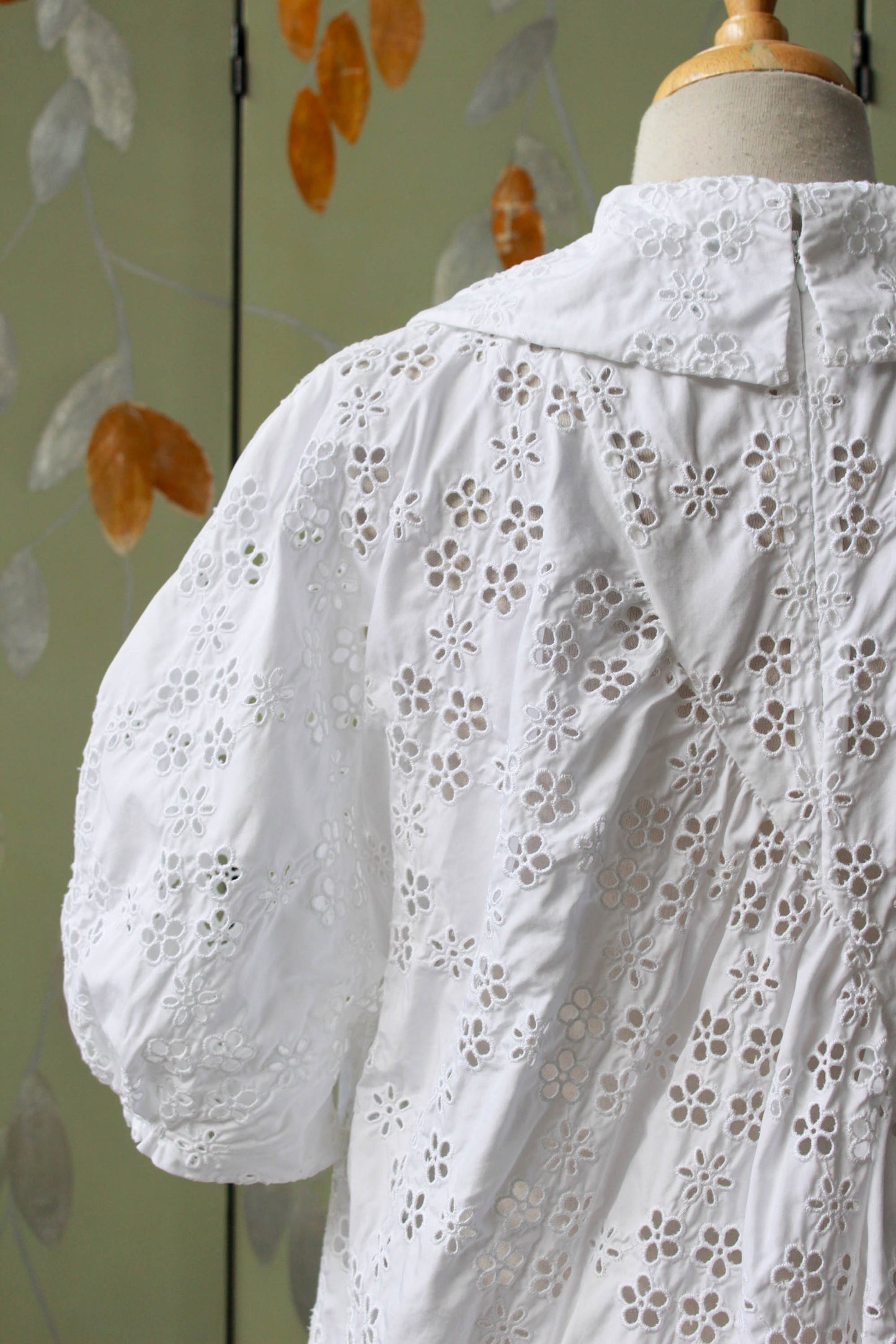 Simone Rocha Eyelet Floral Lace Blouse with Peter Pan Collar, Medium
