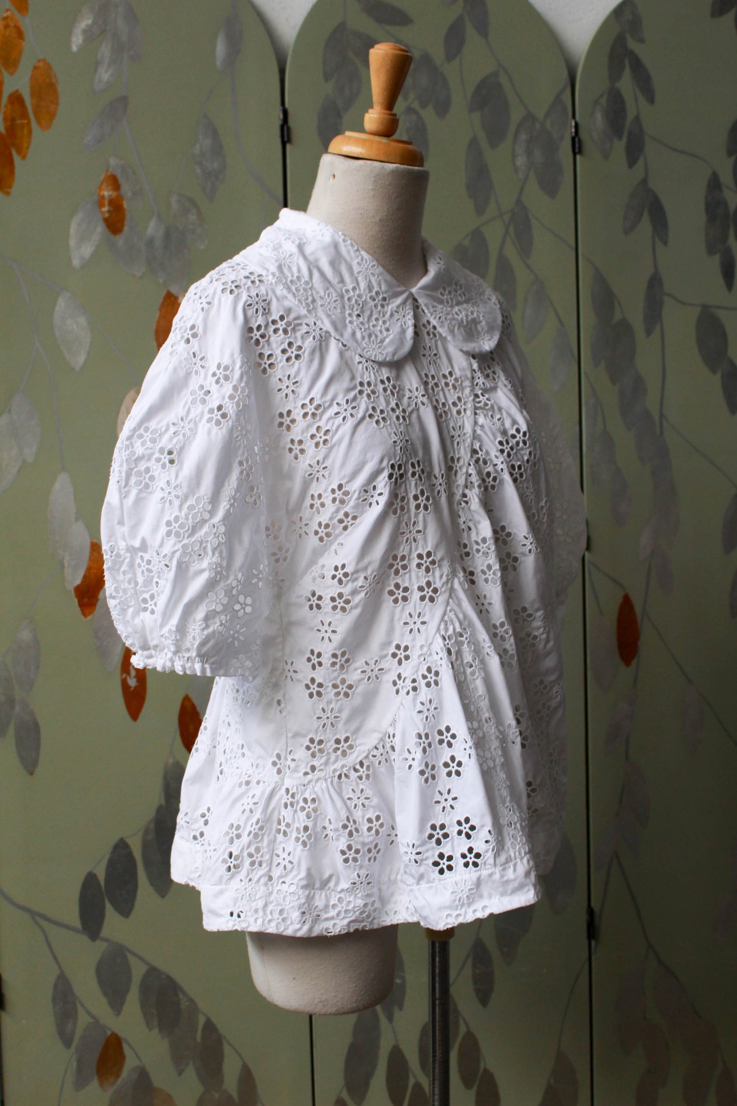 Simone Rocha Eyelet Floral Lace Blouse with Peter Pan Collar, Medium