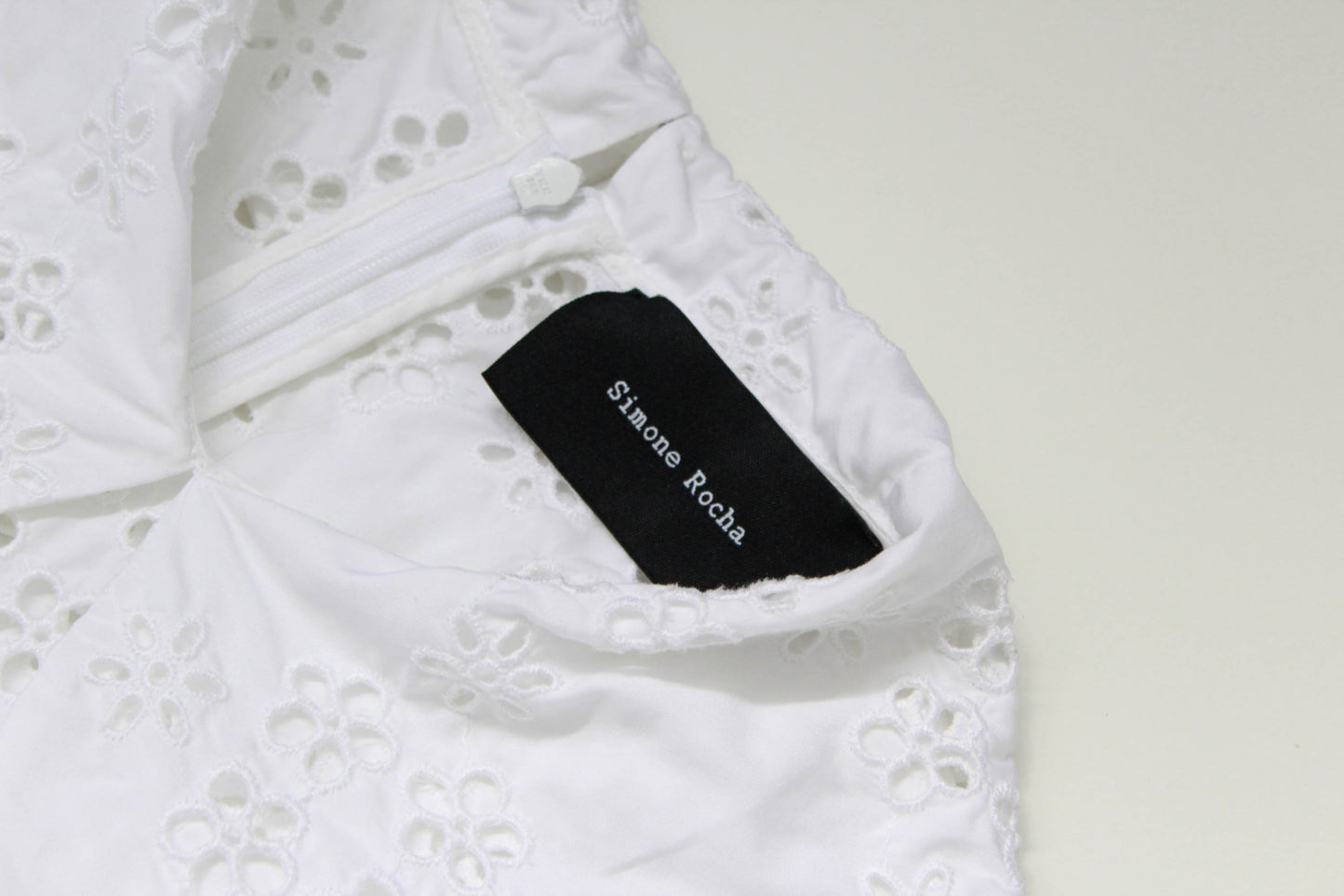 Simone Rocha Eyelet Floral Lace Blouse with Peter Pan Collar, Medium
