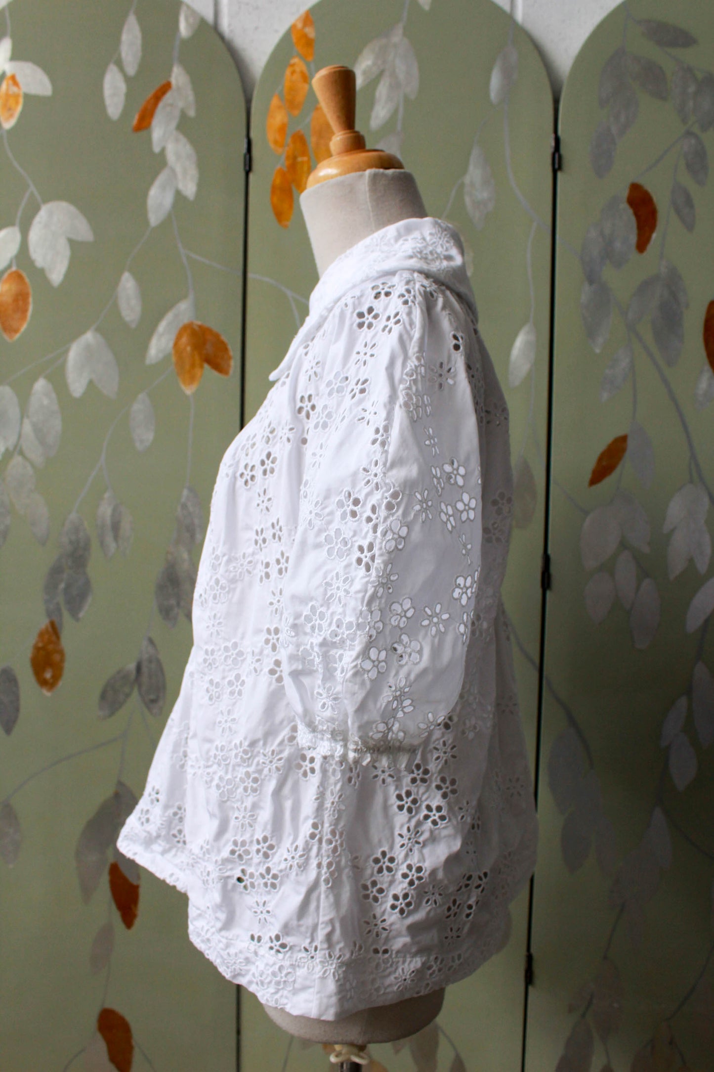 Simone Rocha Eyelet Floral Lace Blouse with Peter Pan Collar, Medium