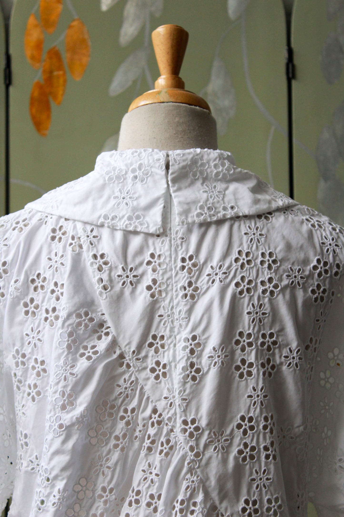 Simone Rocha Eyelet Floral Lace Blouse with Peter Pan Collar, Medium