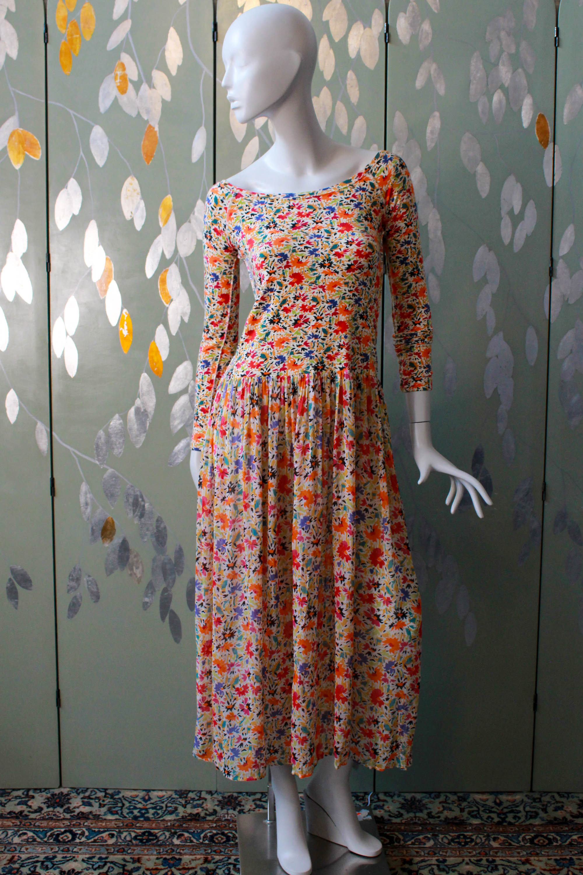 1980s Sonia Rykiel Floral Print Dress, Small