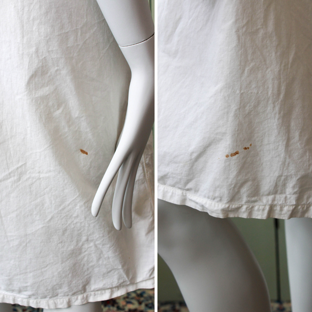 Antique White Cotton Nightgown with Daisy Eyelet Trim, Large