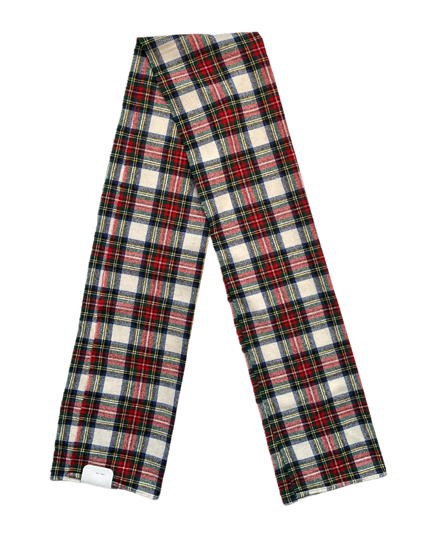 Vintage Red and Cream Plaid Wool Scarf 