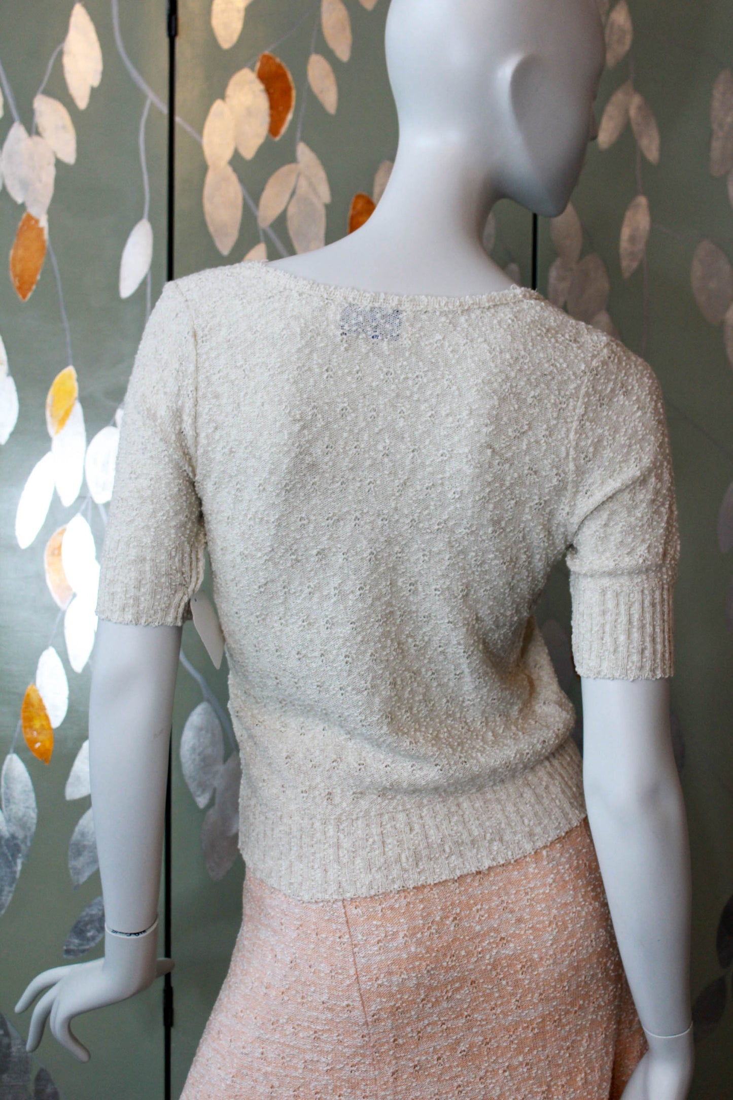 coquette aesthetic taupe 80s deadstock knit short sleeve top 