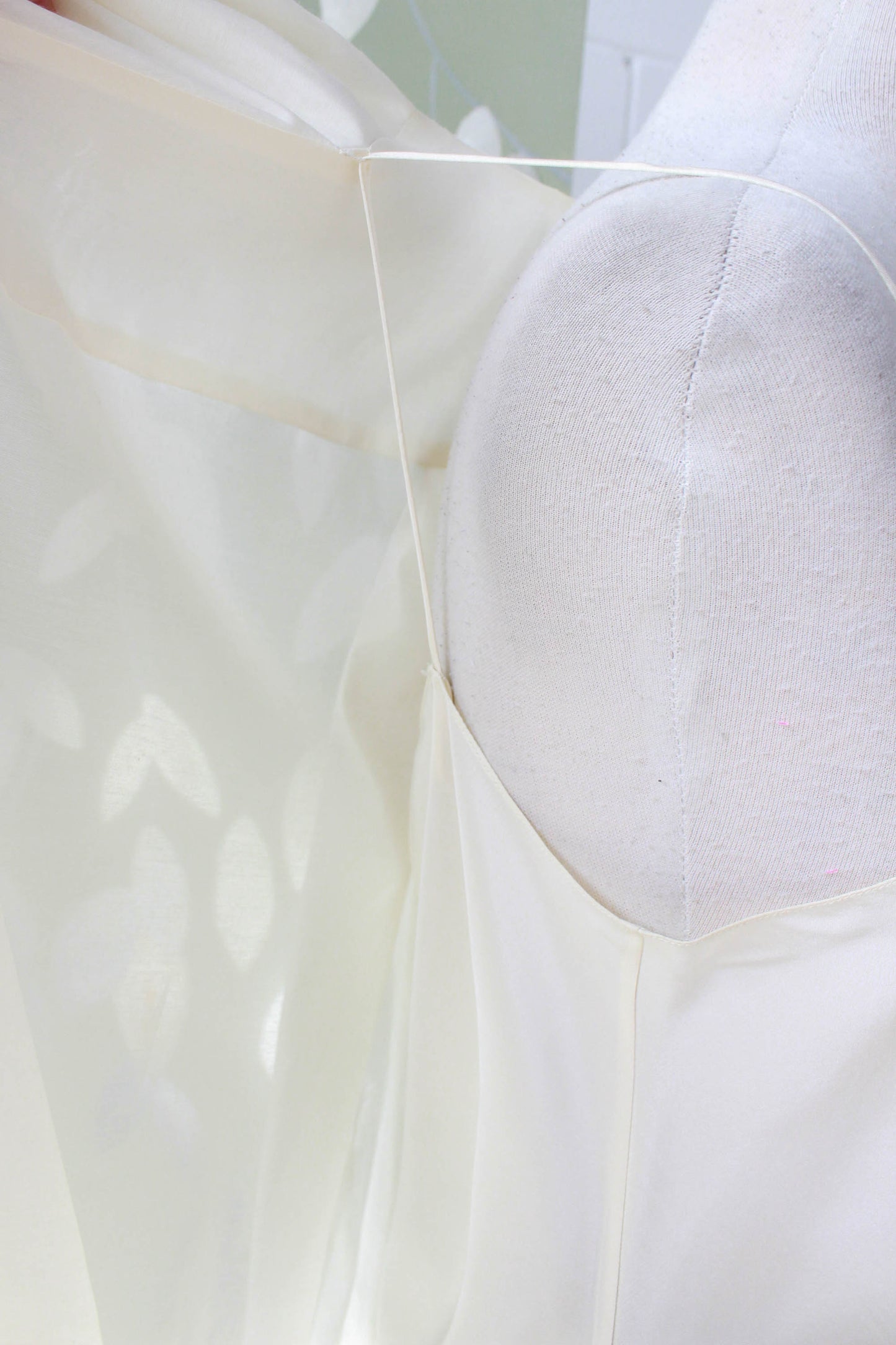 Designer Cream Silk Blouse with Built in Camisole, Medium