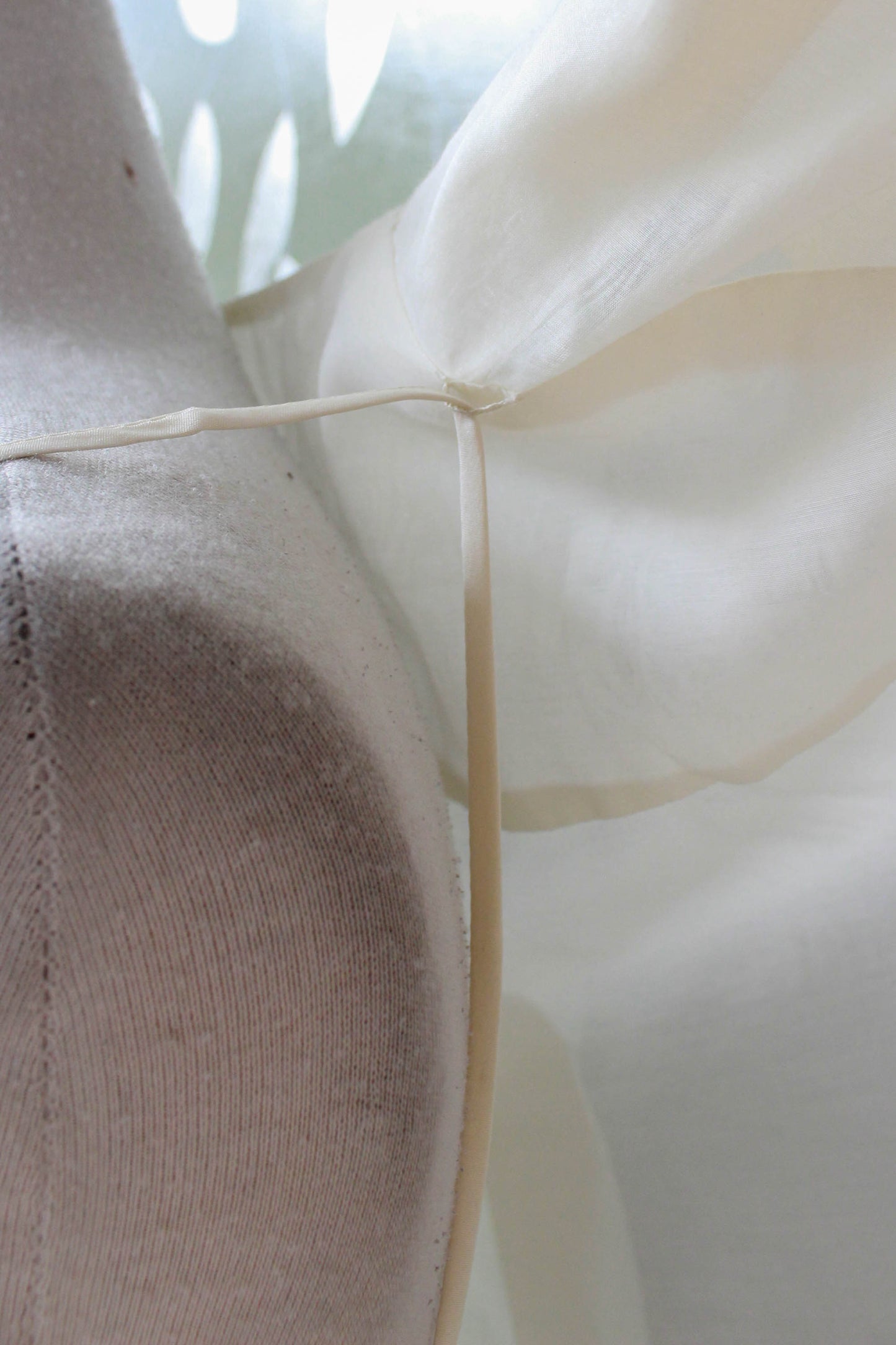 Designer Cream Silk Blouse with Built in Camisole, Medium