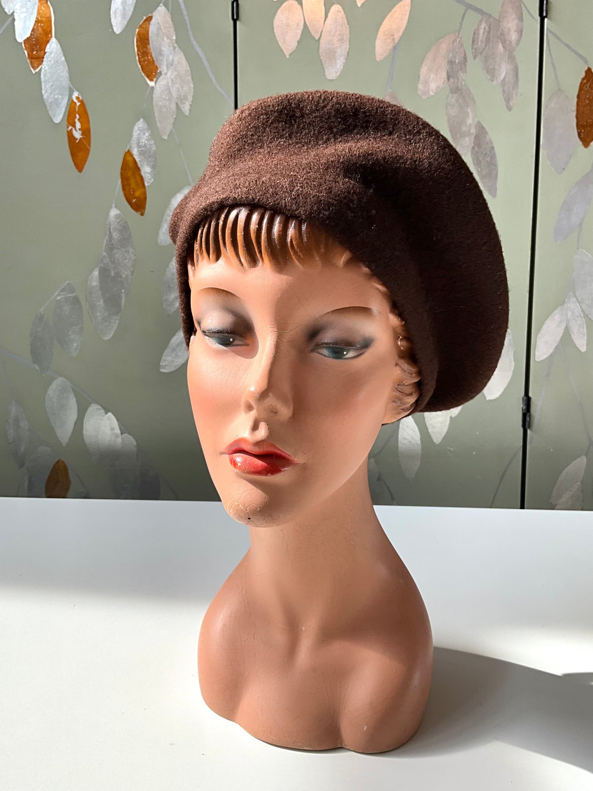 Vintage Brown Wool Beret 