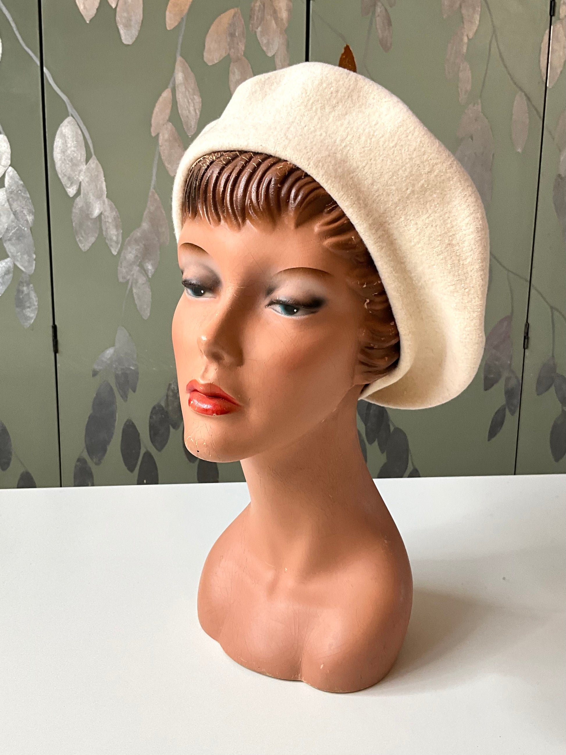 Vintage Cream Wool Beret, Parkhurst 