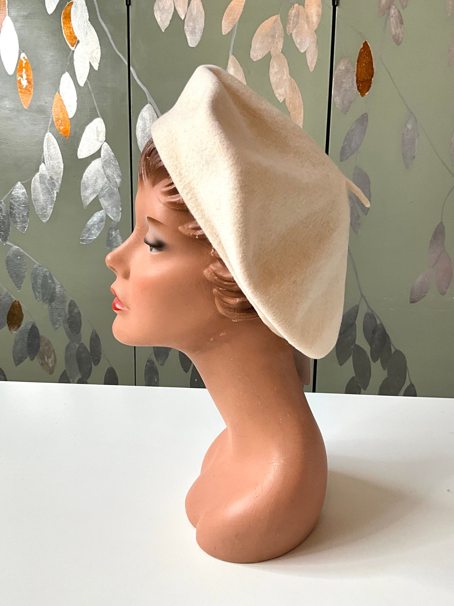 Vintage Cream Wool Beret, Parkhurst 