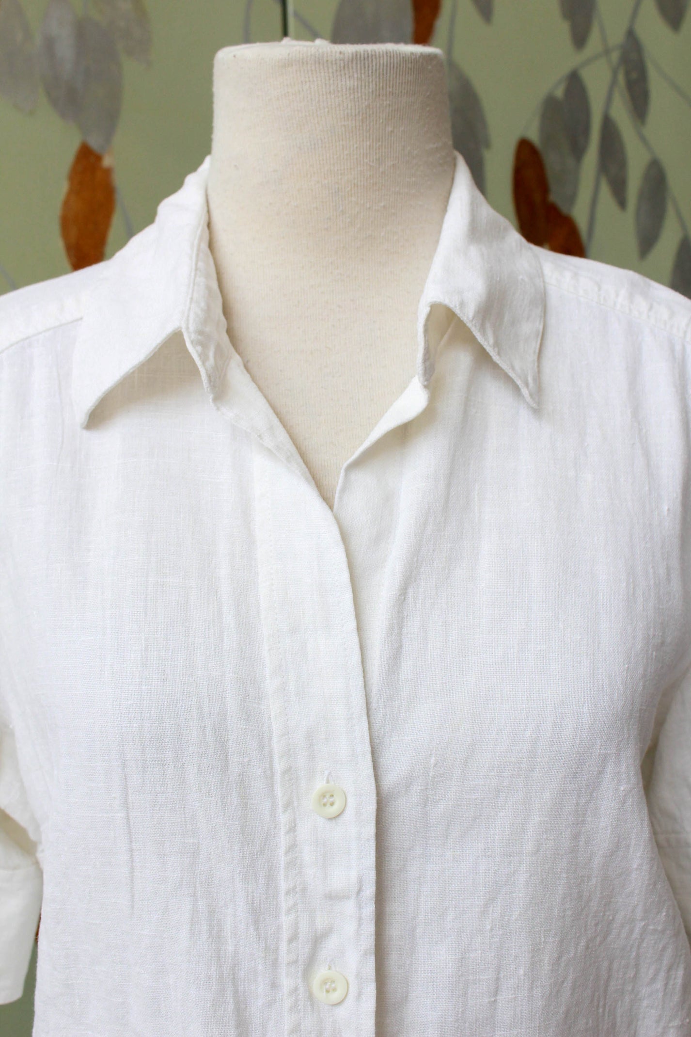 Vintage White Slit sleeve linen blouse main image 0