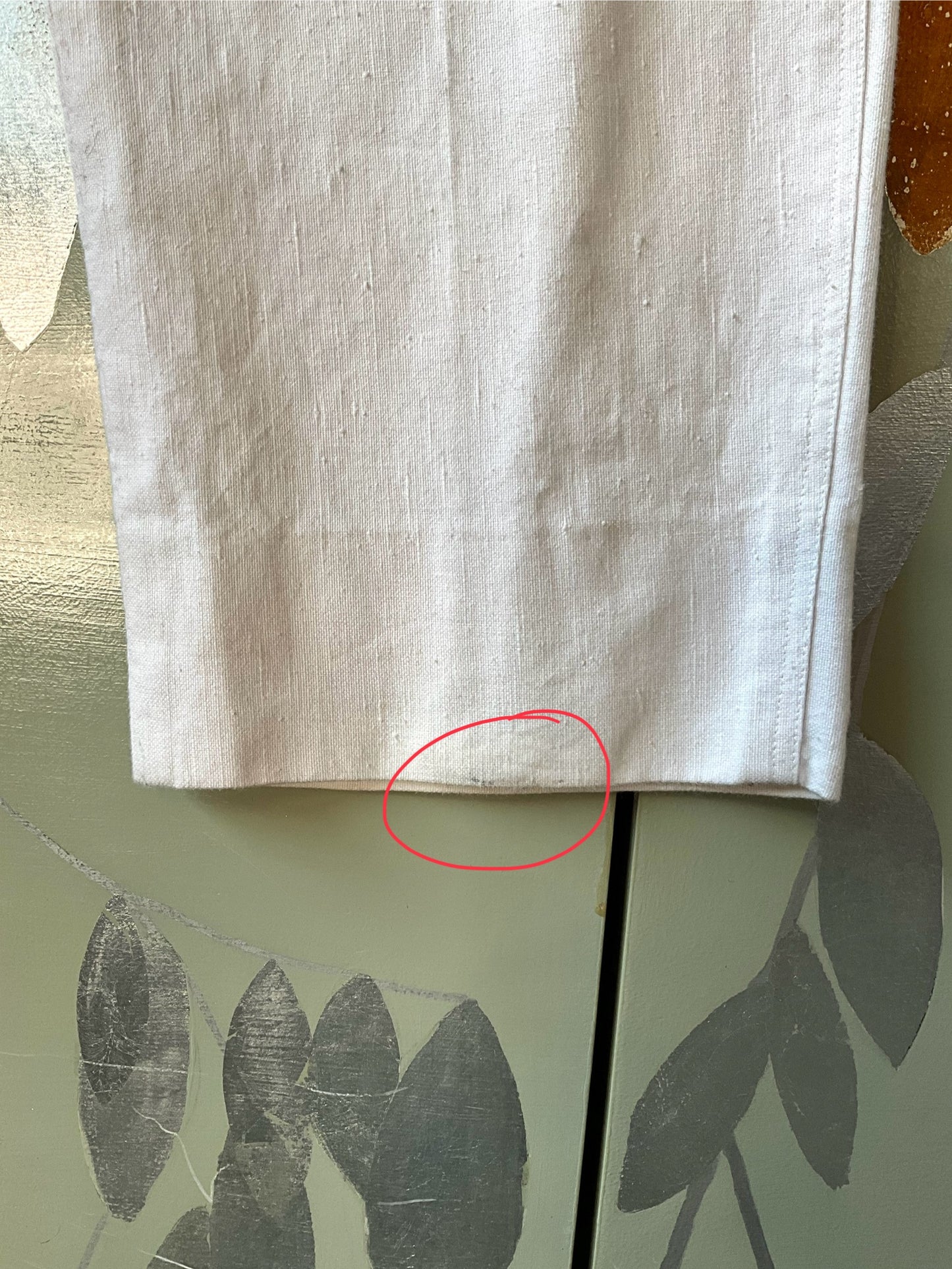 Vintage 1980s Les Copains White Cotton Straight Leg Embroidered Pants, W29