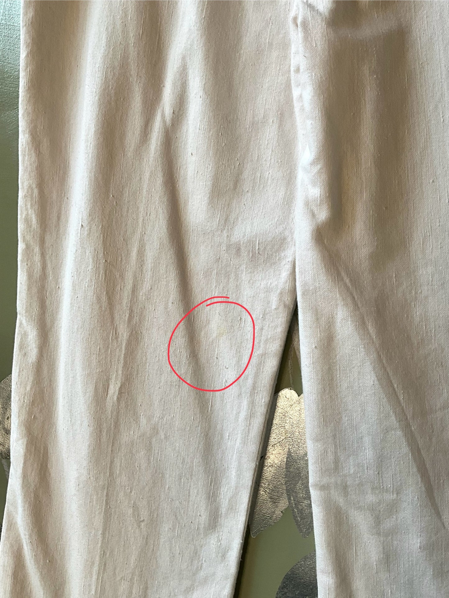 Vintage 1980s Les Copains White Cotton Straight Leg Embroidered Pants, W29