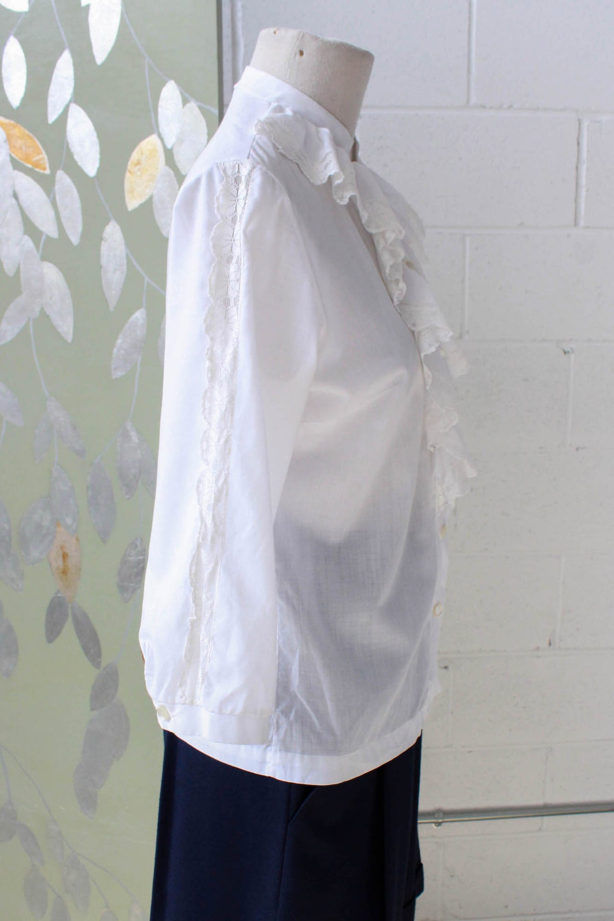 White Ruffle Jabot White Jabot Blouse Crêpe De Chine Blouse With Jabot Girl, White