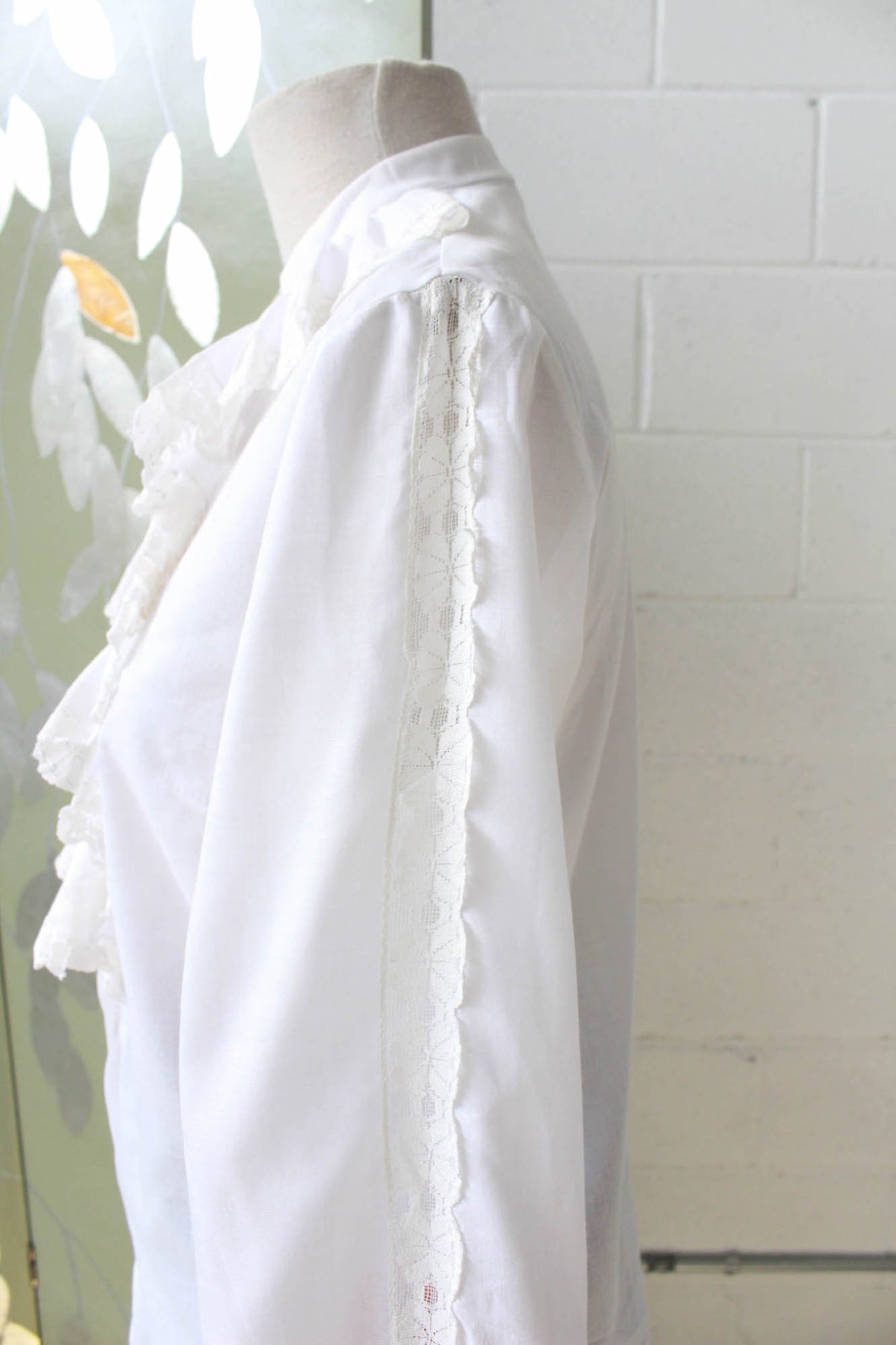 White Ruffle Jabot White Jabot Blouse Crêpe De Chine Blouse With Jabot Girl, White