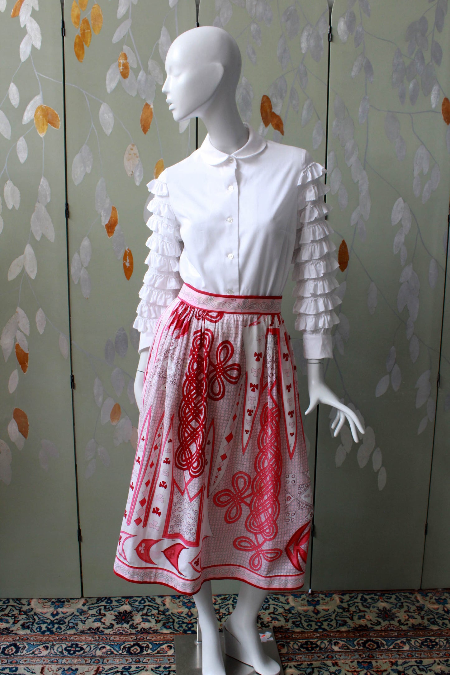 1960s Emilio Pucci Pink Printed Cotton Skirt, Small