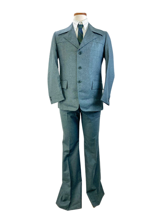 1970s Vintage Deadstock Men's Suit, Green Wool 3-Piece Suit, Kent Tailoring, NOS