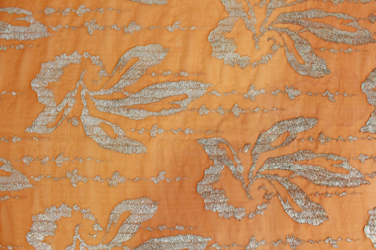 1920s Orange Silver Silk Lamé Sewing Fabric, 7 Yards