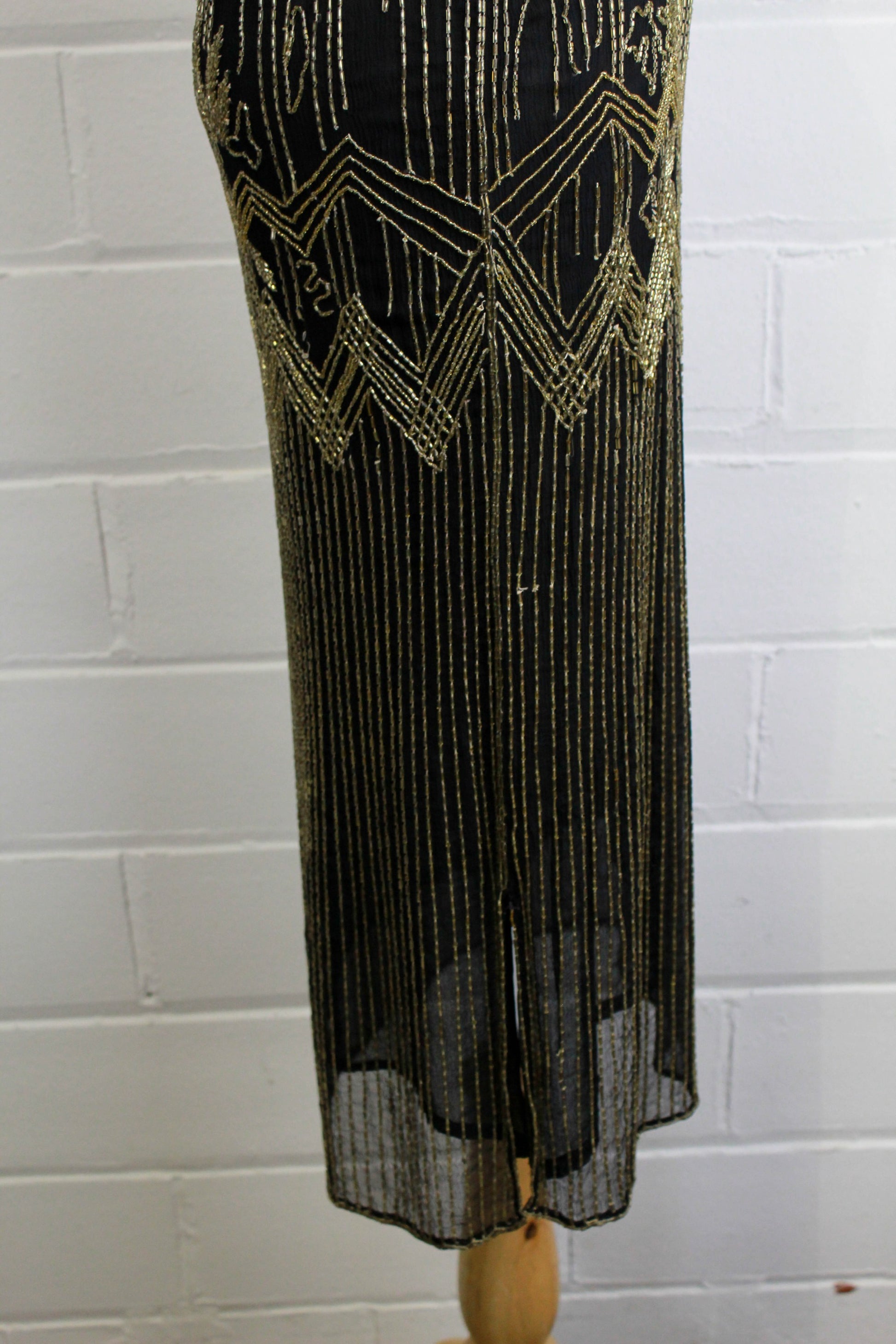 Vintage 1920s Cocktail Dress, Black Silk Chiffon with Gold Beadwork – Ian  Drummond Vintage