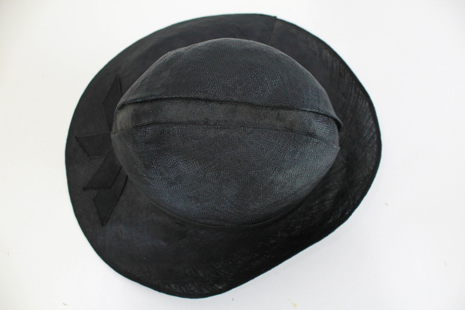 1930s black straw hat art deco brimmed womens hat
