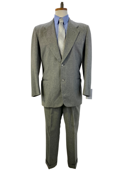 Early 1950s Vintage Grey Wool Flannel Men's 2-Piece Suit, Hamilton Cincinnati, C40T