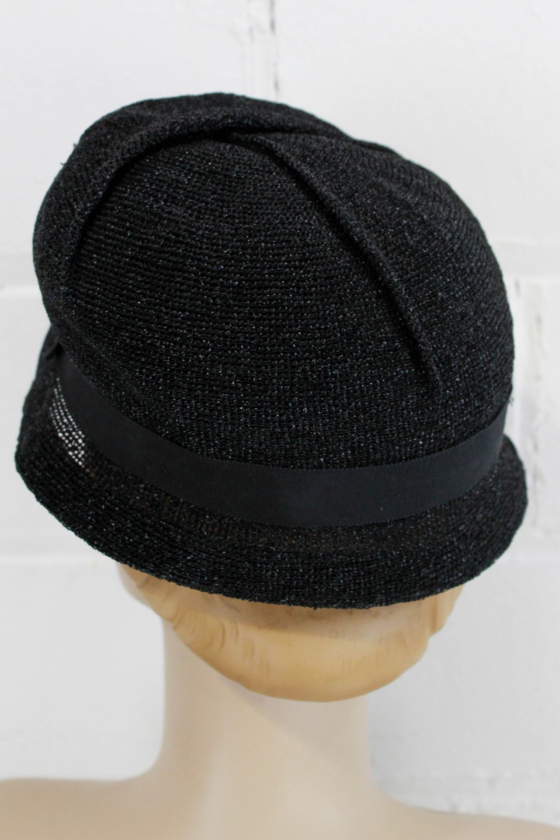 1930s art deco black horsehair hat vintage womens hat