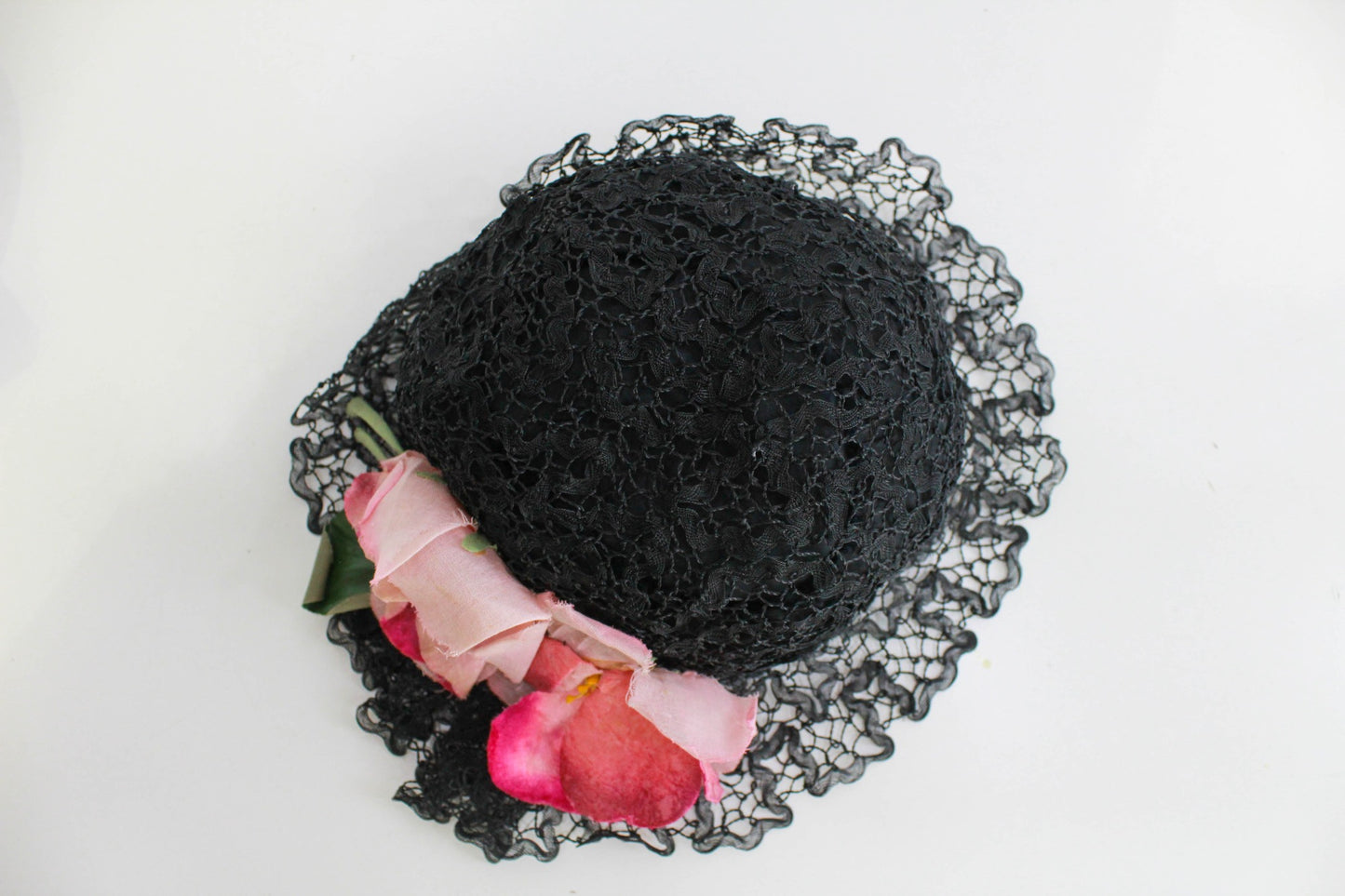 1920s reproduction horsehair flower applique hat