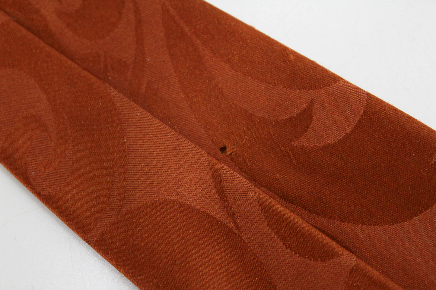 1940s Rayon Necktie, Brown Jacquard with Floral Illustration Print