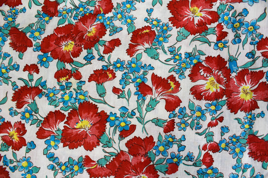 1940s red floral print duvet cover cotton