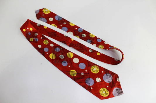 1940s Bold Look Wide Tie, Abstract Polka Dot Print