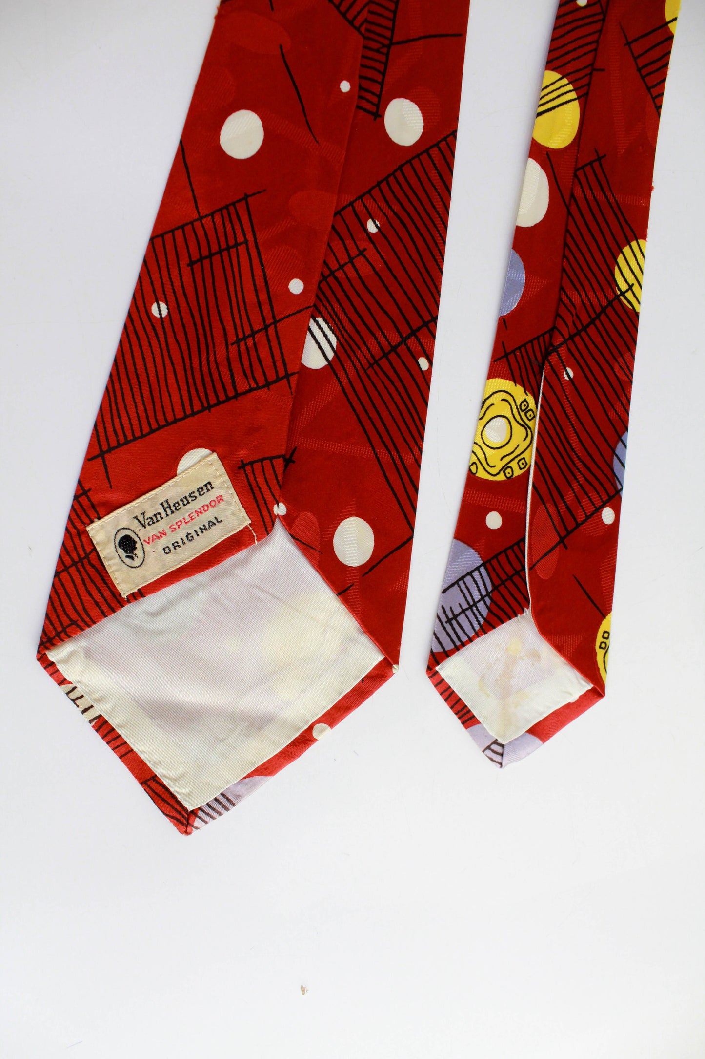 1940s Bold Look Wide Tie, Abstract Polka Dot Print
