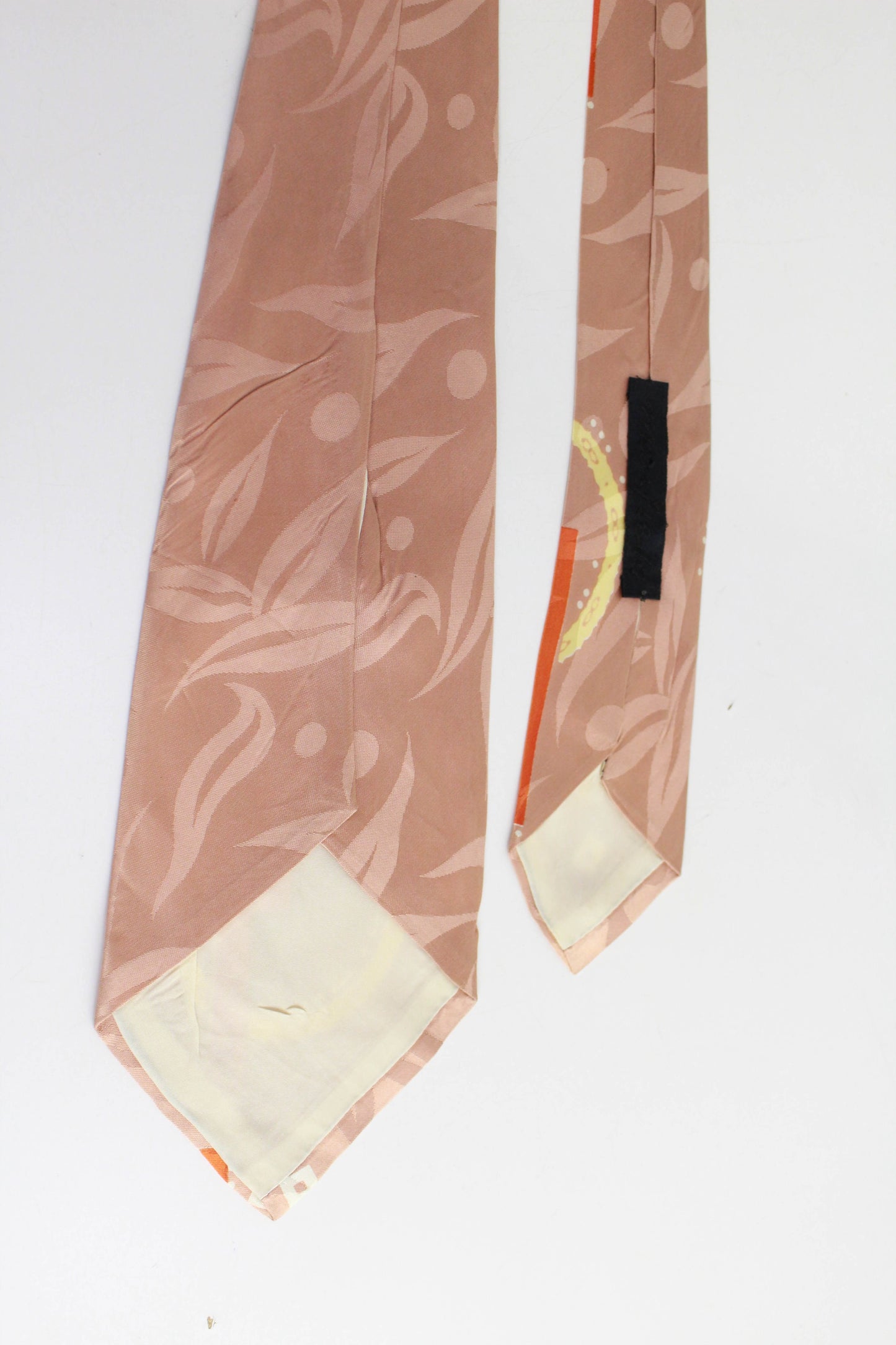 1940s Wide Necktie, Bold Look, Abstract Print Rayon