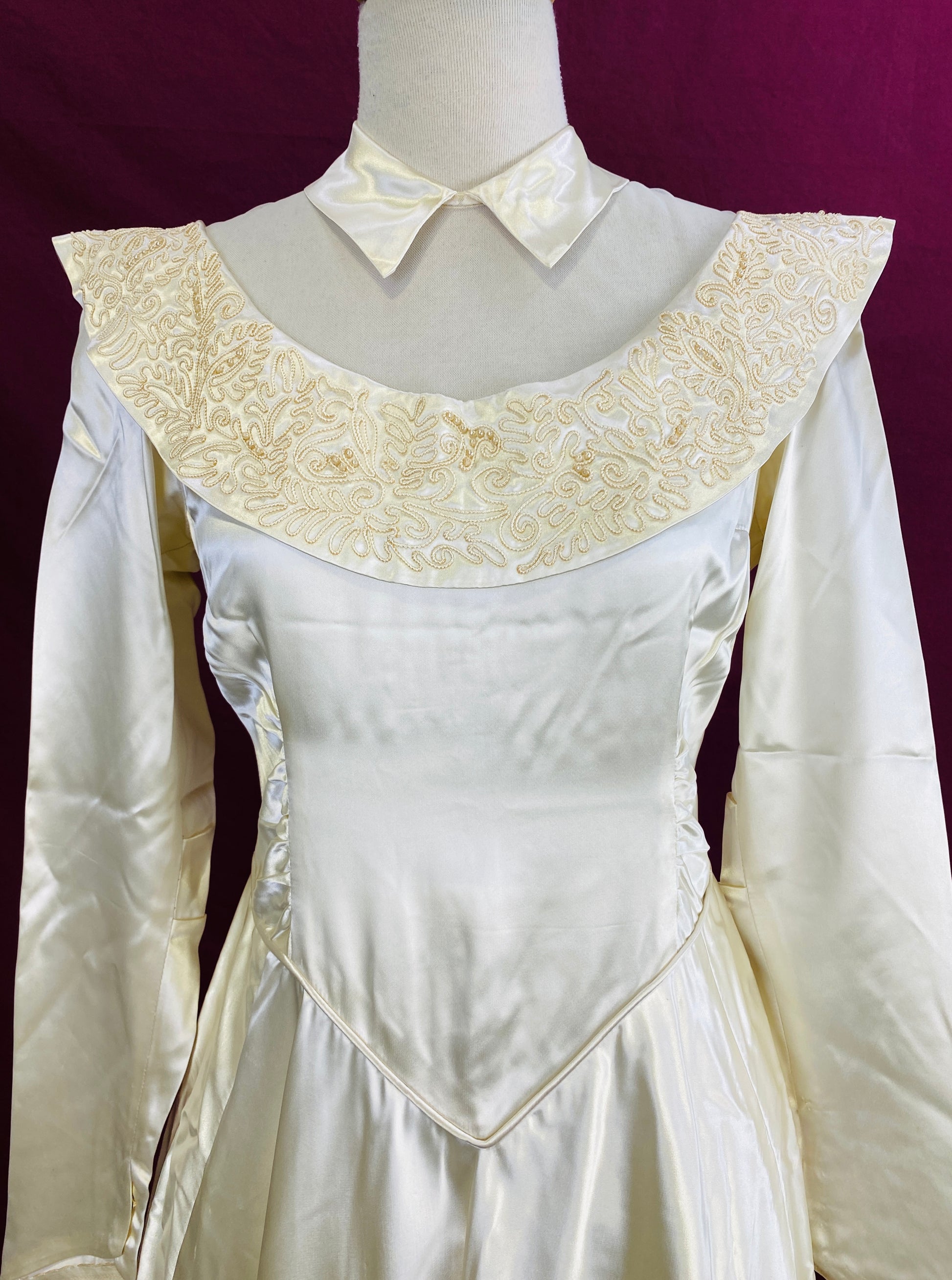Vintage 1940s Liquid Satin Ivory Wedding Dress with Braided Straps, S- –  Ian Drummond Vintage